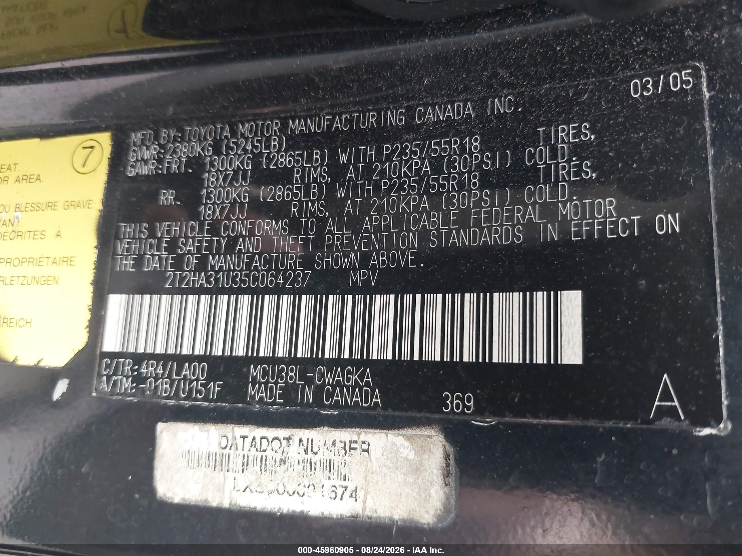 2005 Lexus Rx 330 Black vin: 2T2HA31U35C064237