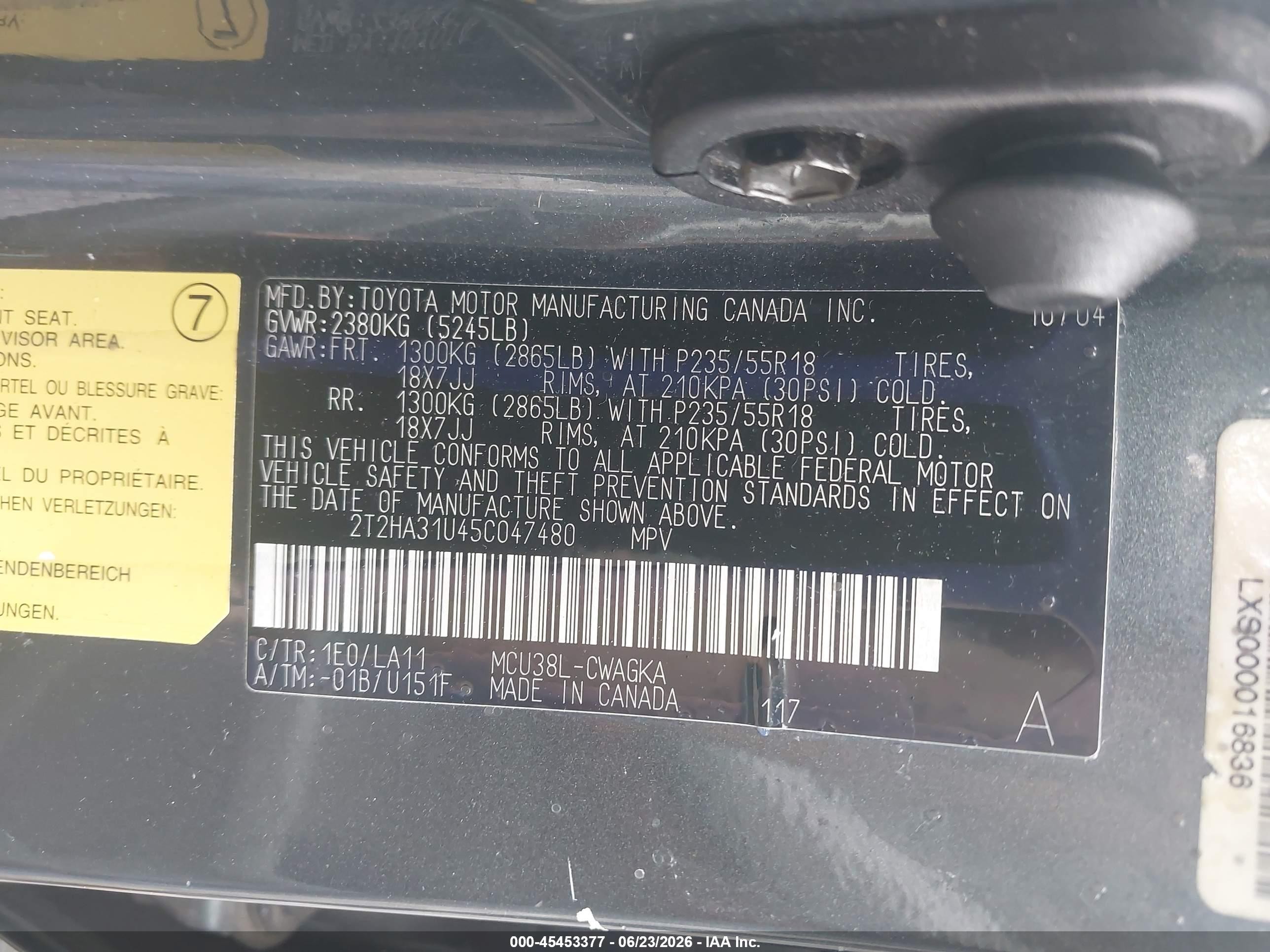 2005 Lexus Rx 330   Black vin: 2T2HA31U45C047480