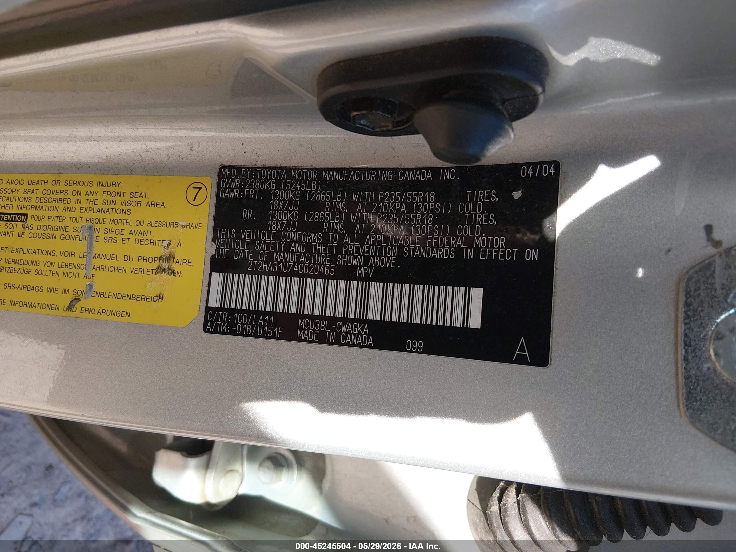 2004 Lexus Rx 330 Silver vin: 2T2HA31U74C020465