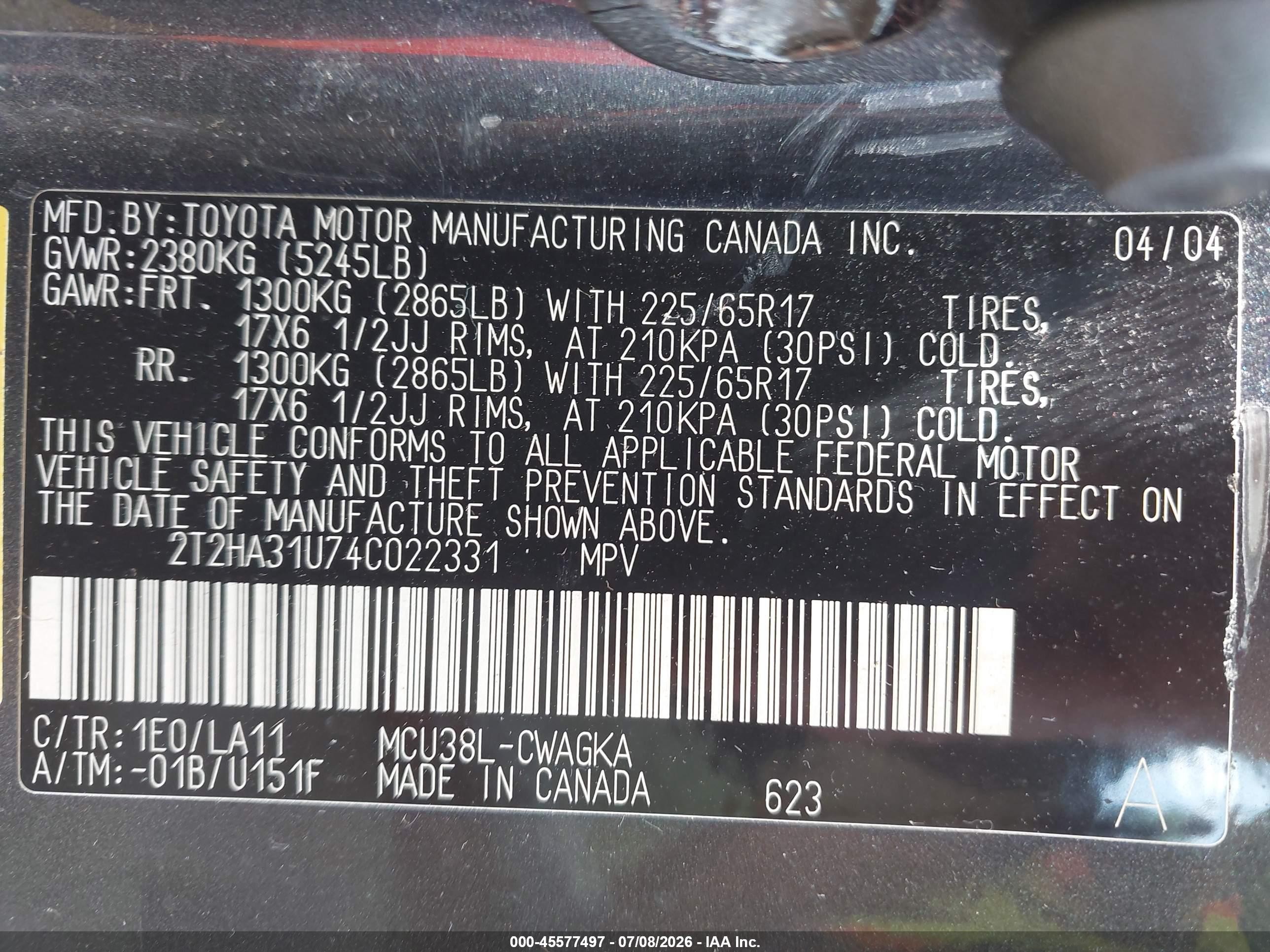 2004 Lexus Rx 330   Black vin: 2T2HA31U74C022331