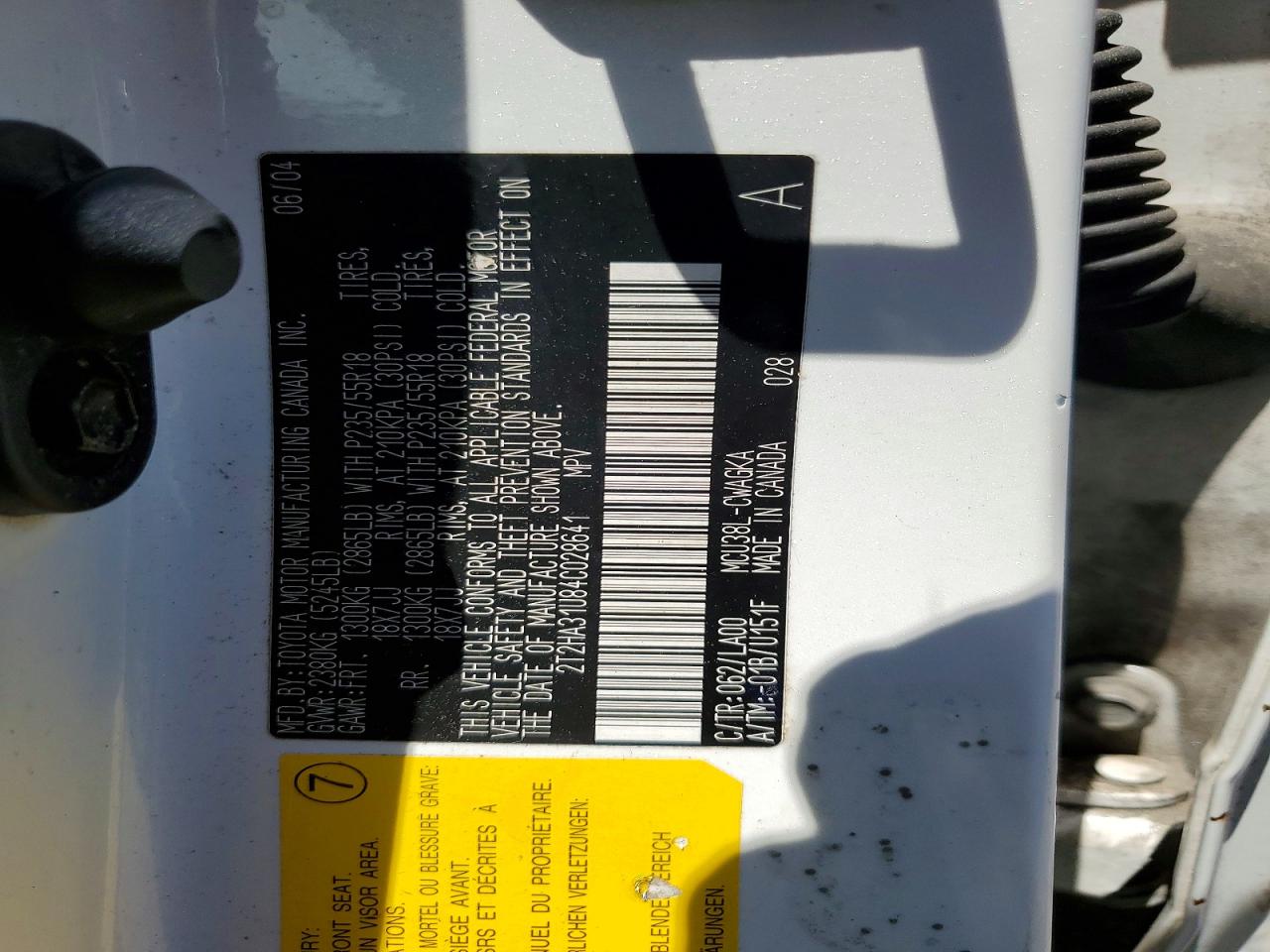 2004 Lexus Rx 330 White vin: 2T2HA31U84C028641