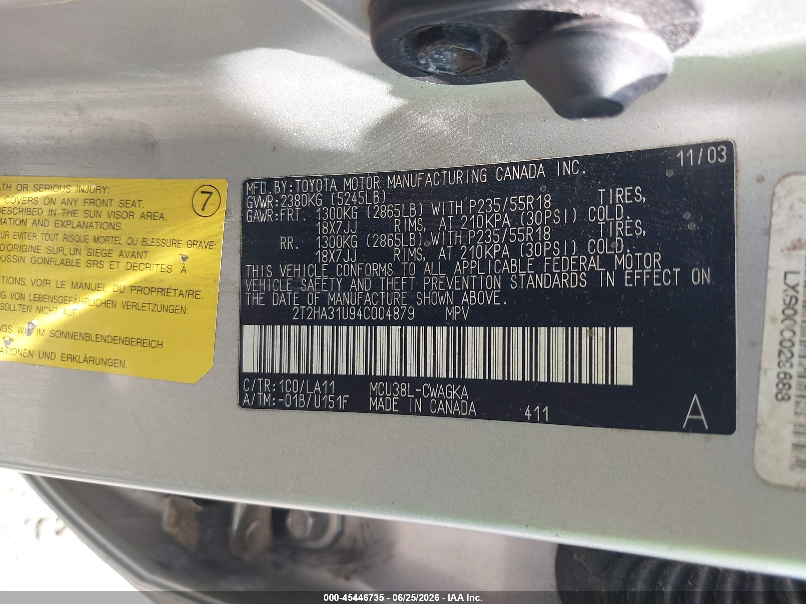 2004 Lexus Rx 330   Серебряный vin: 2T2HA31U94C004879