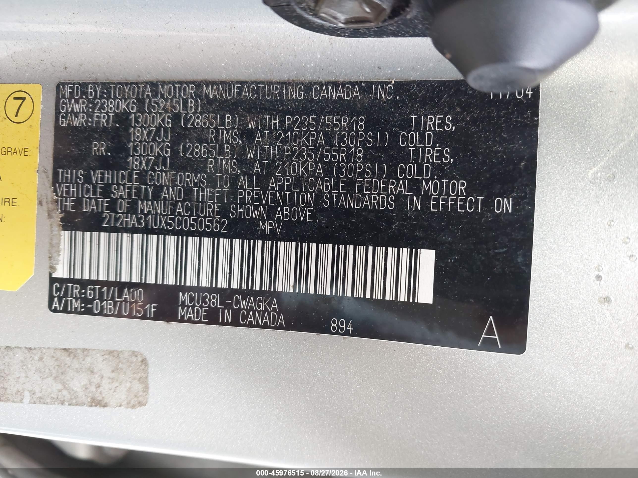 2005 Lexus Rx 330 Silver vin: 2T2HA31UX5C050562