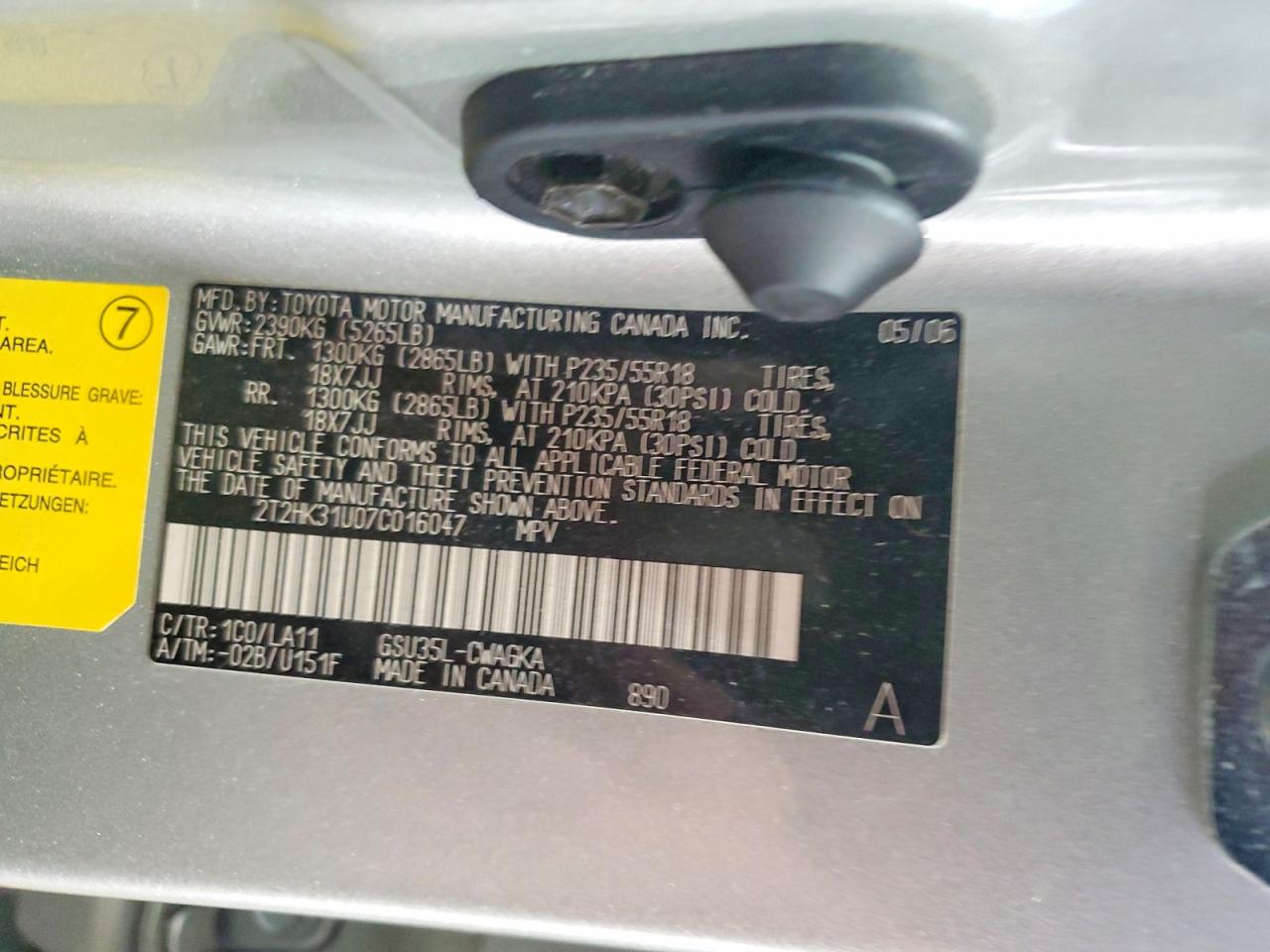 2007 Lexus Rx 350 Серебряный vin: 2T2HK31U07C016047