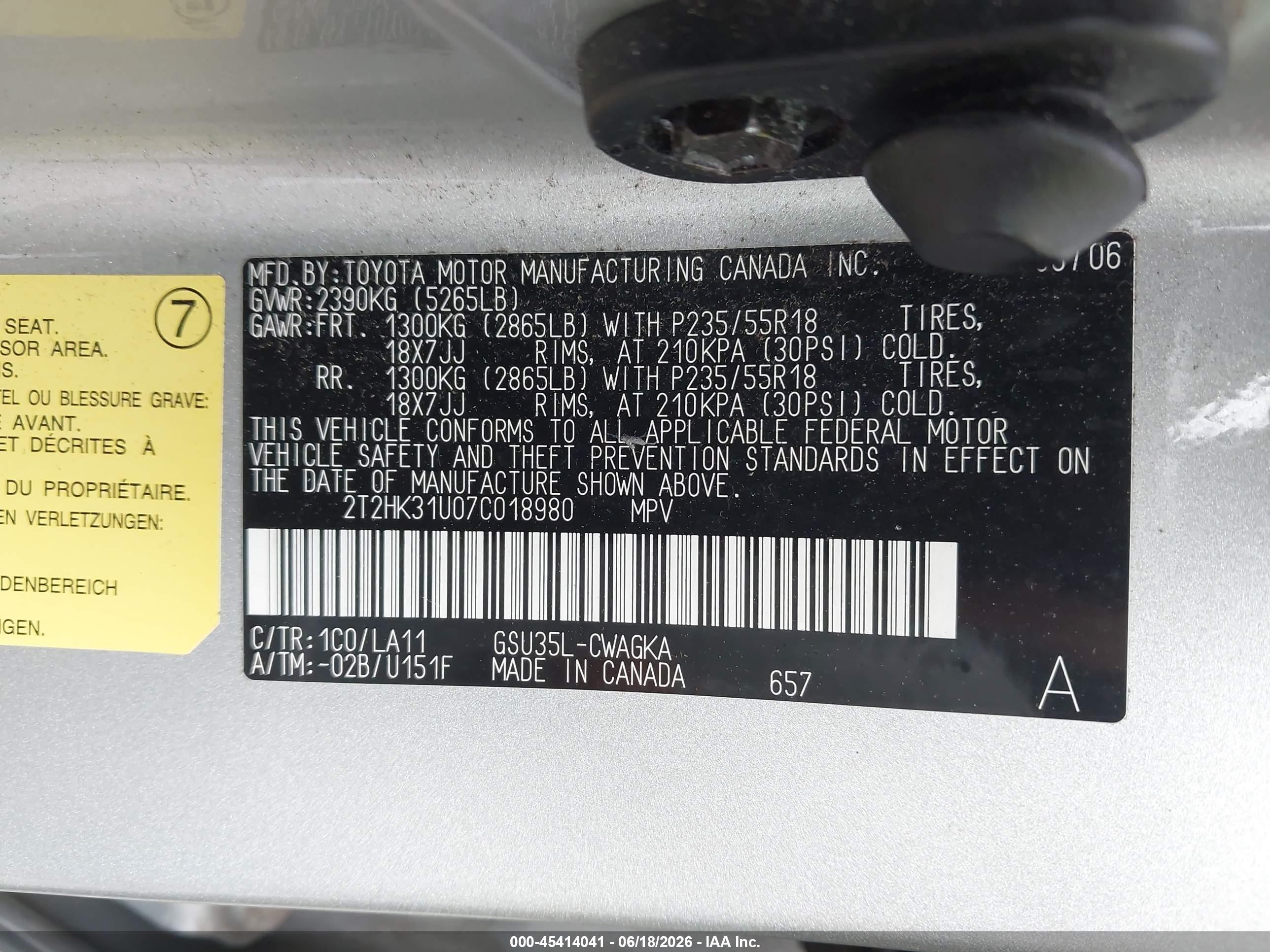 2007 Lexus Rx 350   Silver vin: 2T2HK31U07C018980