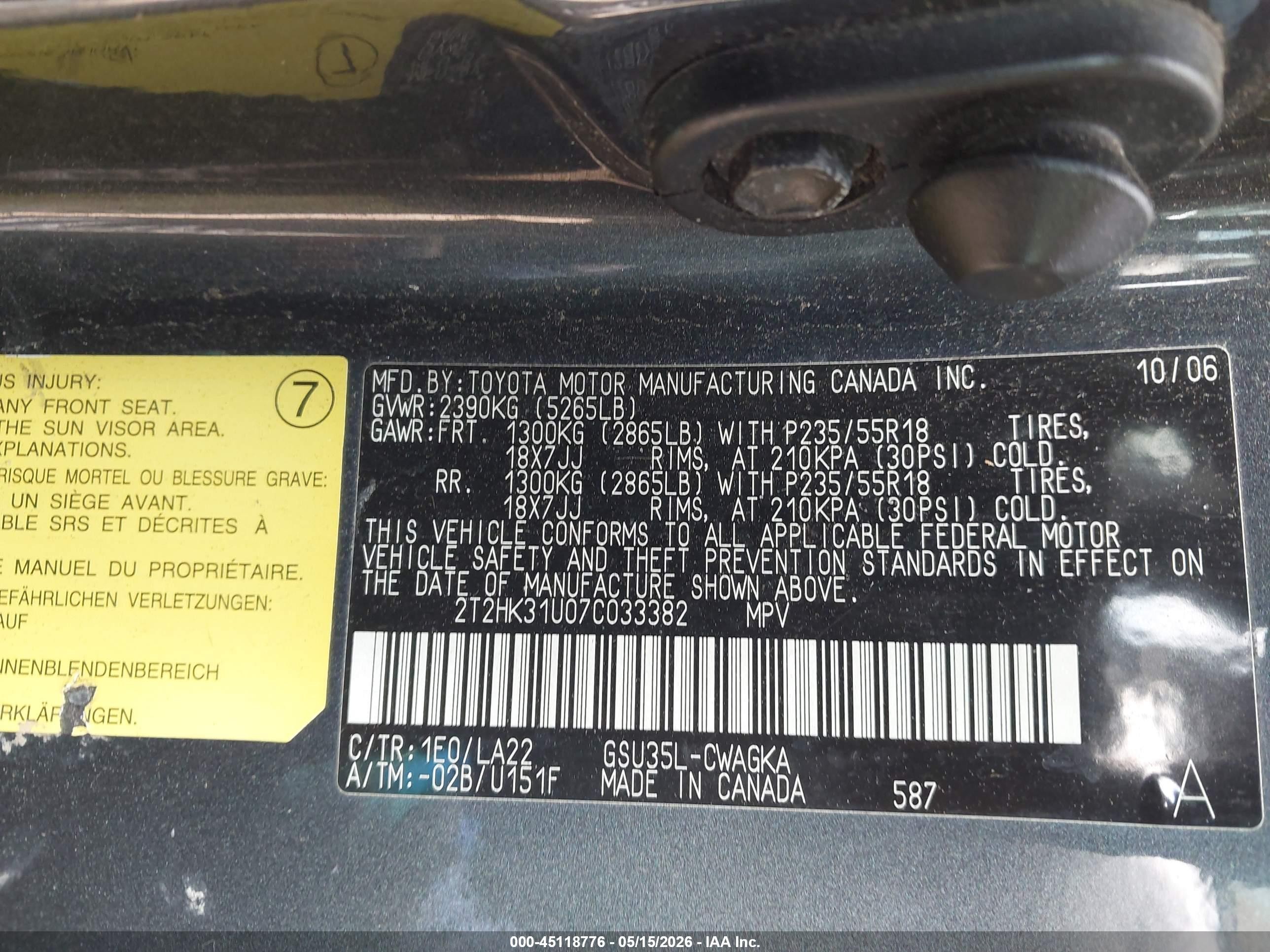 2007 Lexus Rx 350   Gray vin: 2T2HK31U07C033382