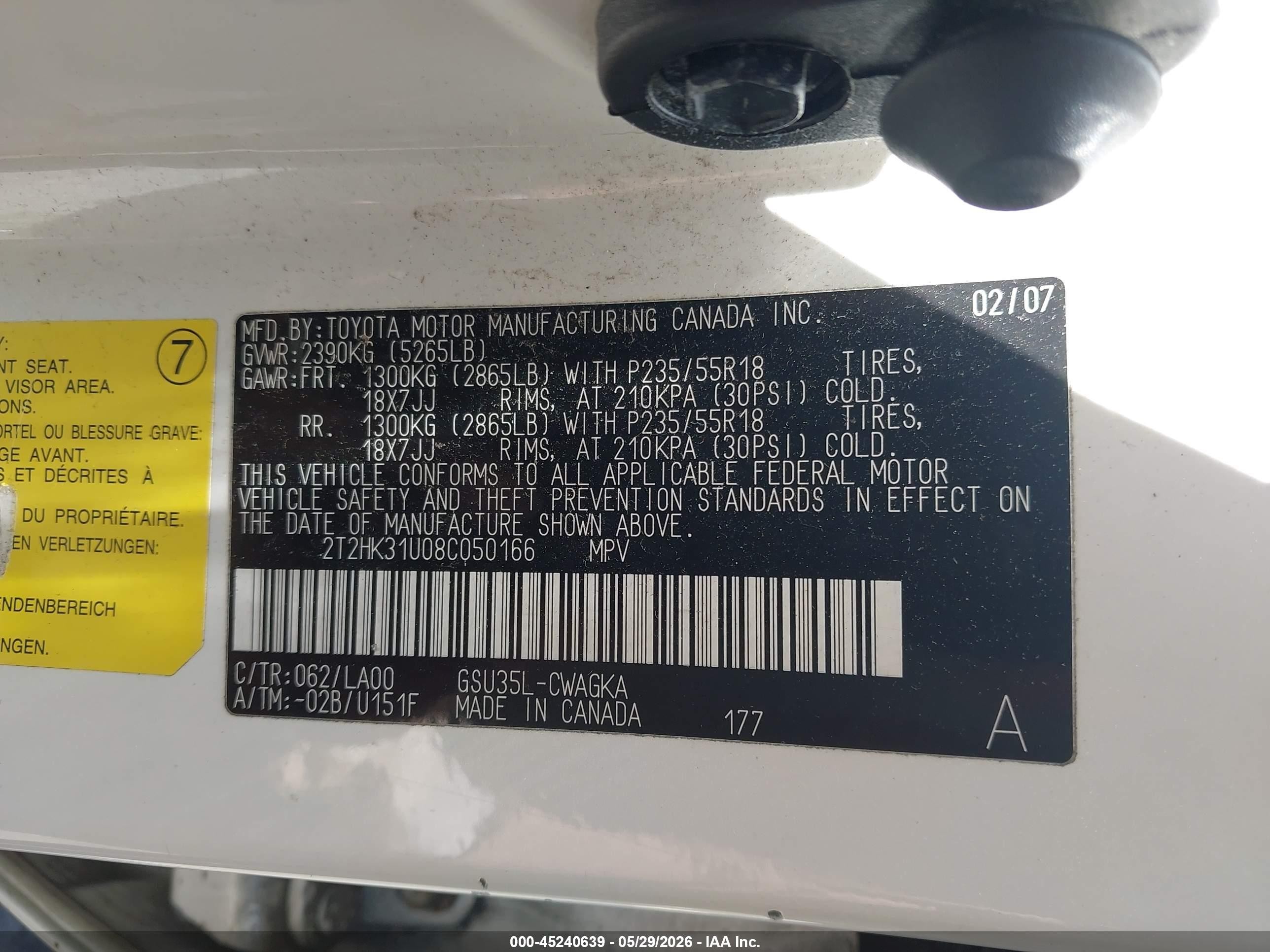 2008 Lexus Rx 350 White vin: 2T2HK31U08C050166