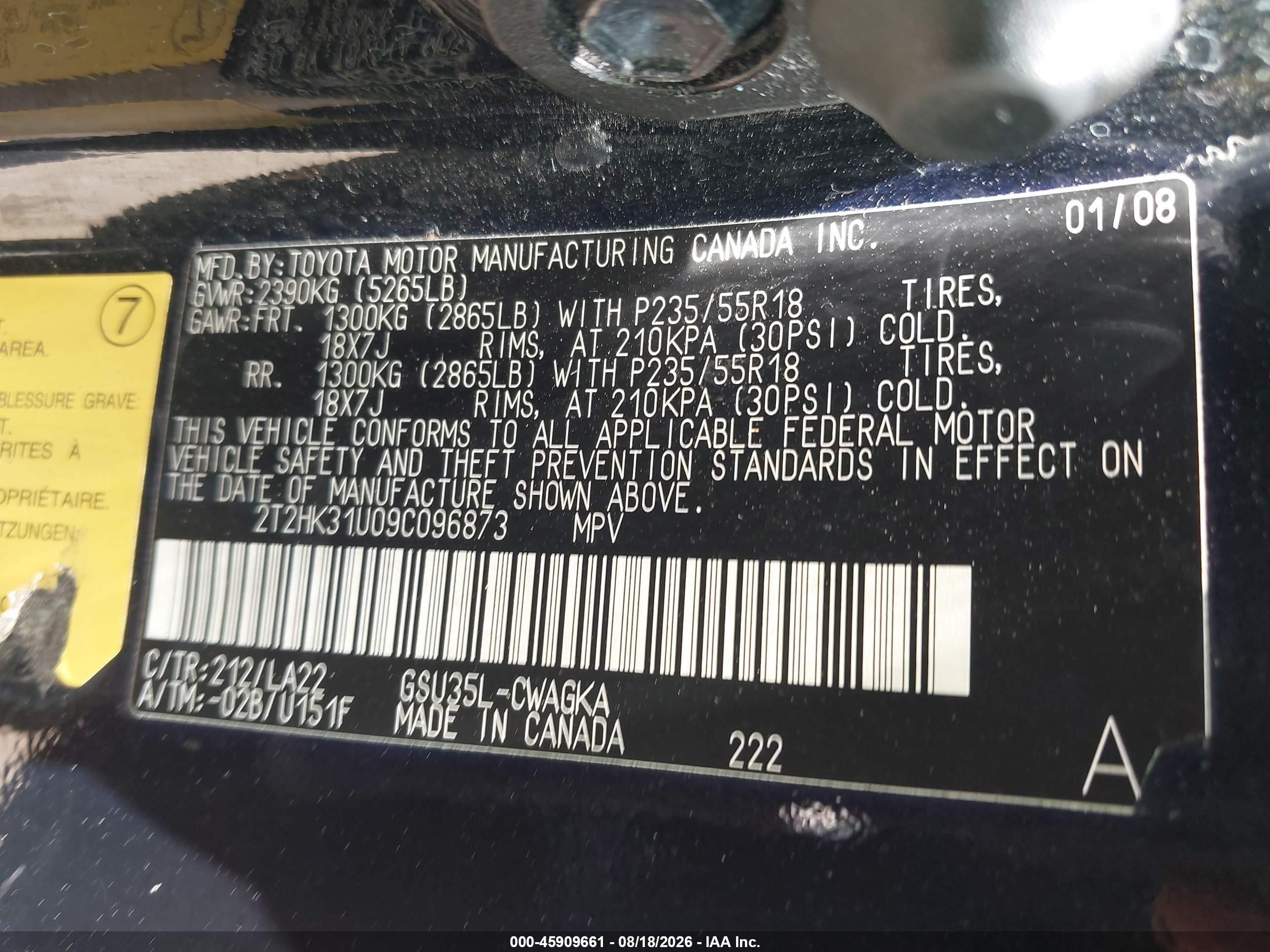 2009 Lexus Rx 350 Black vin: 2T2HK31U09C096873