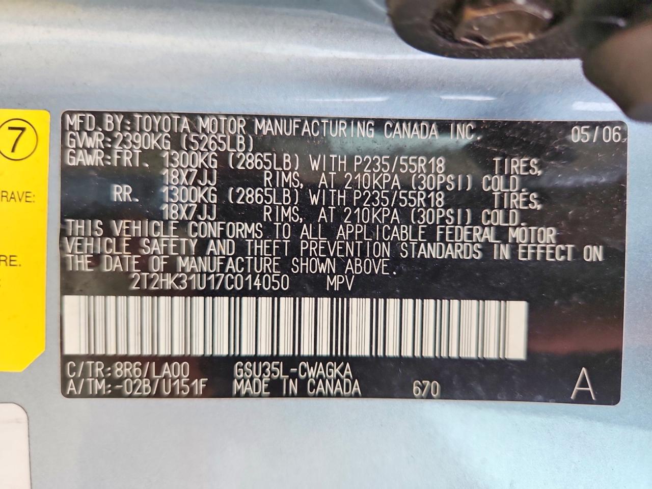 2007 Lexus Rx 350 Синий vin: 2T2HK31U17C014050
