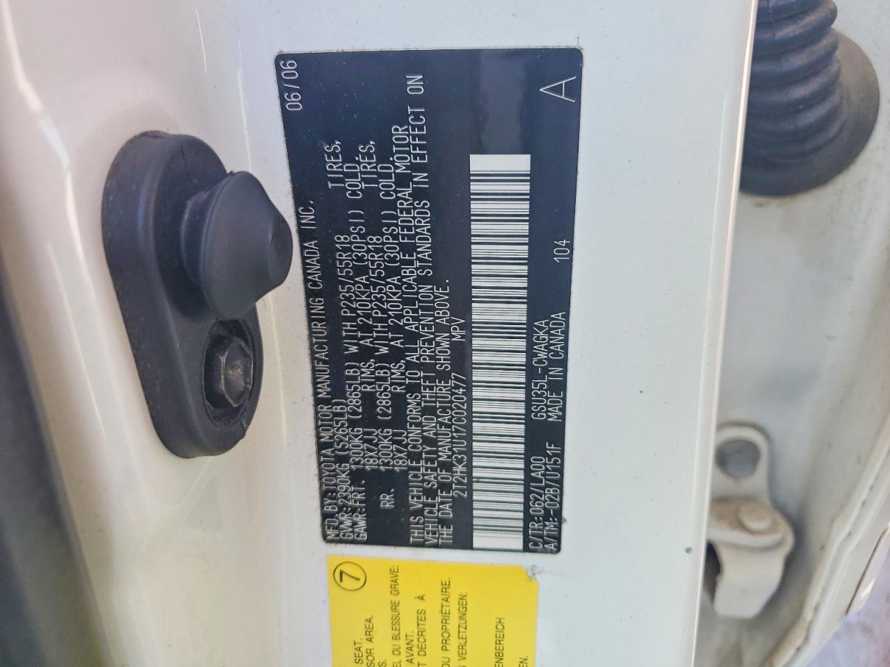 2007 Lexus Rx 350 White vin: 2T2HK31U17C020477