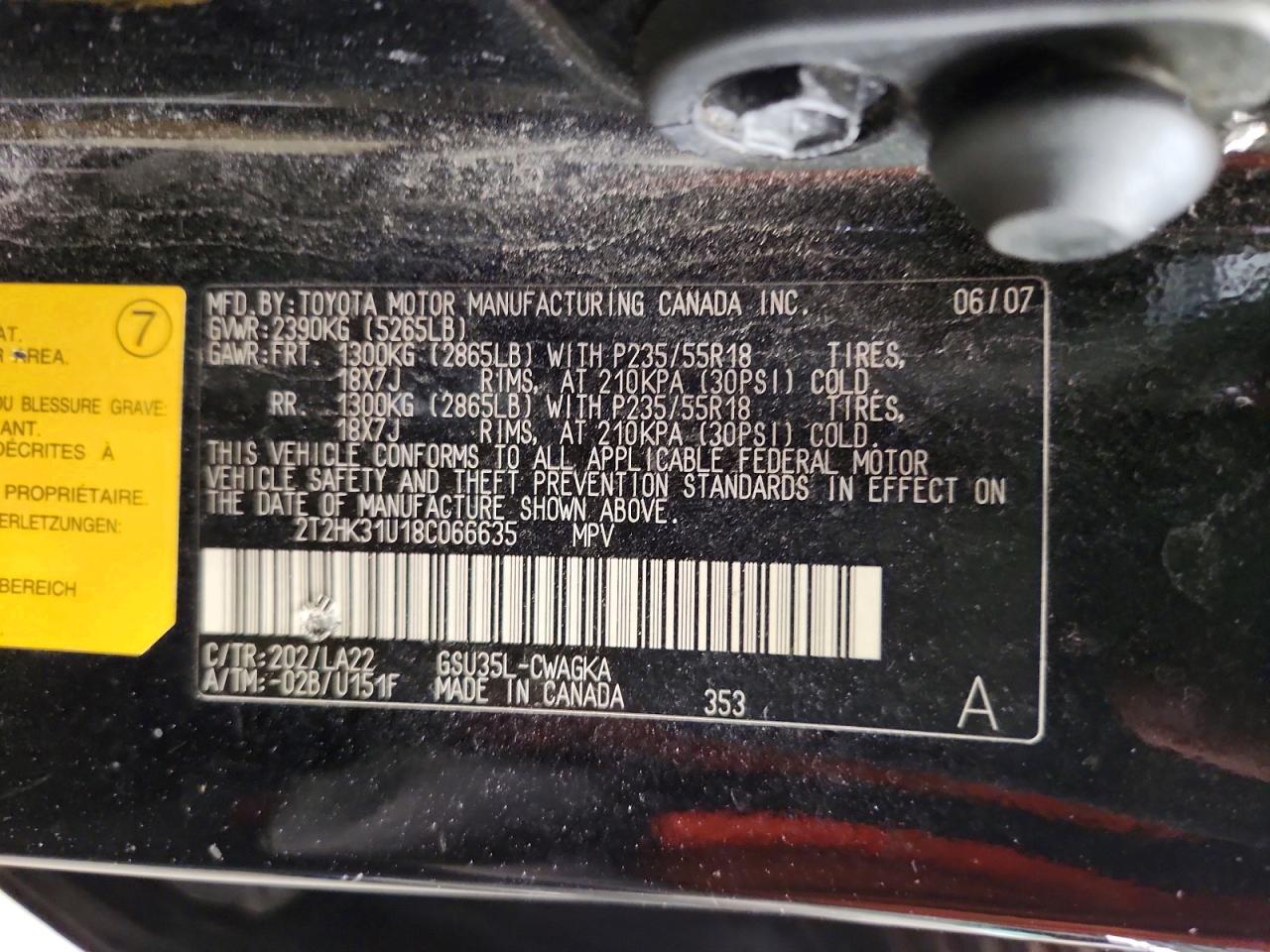 2008 Lexus Rx 350 Черный vin: 2T2HK31U18C066635