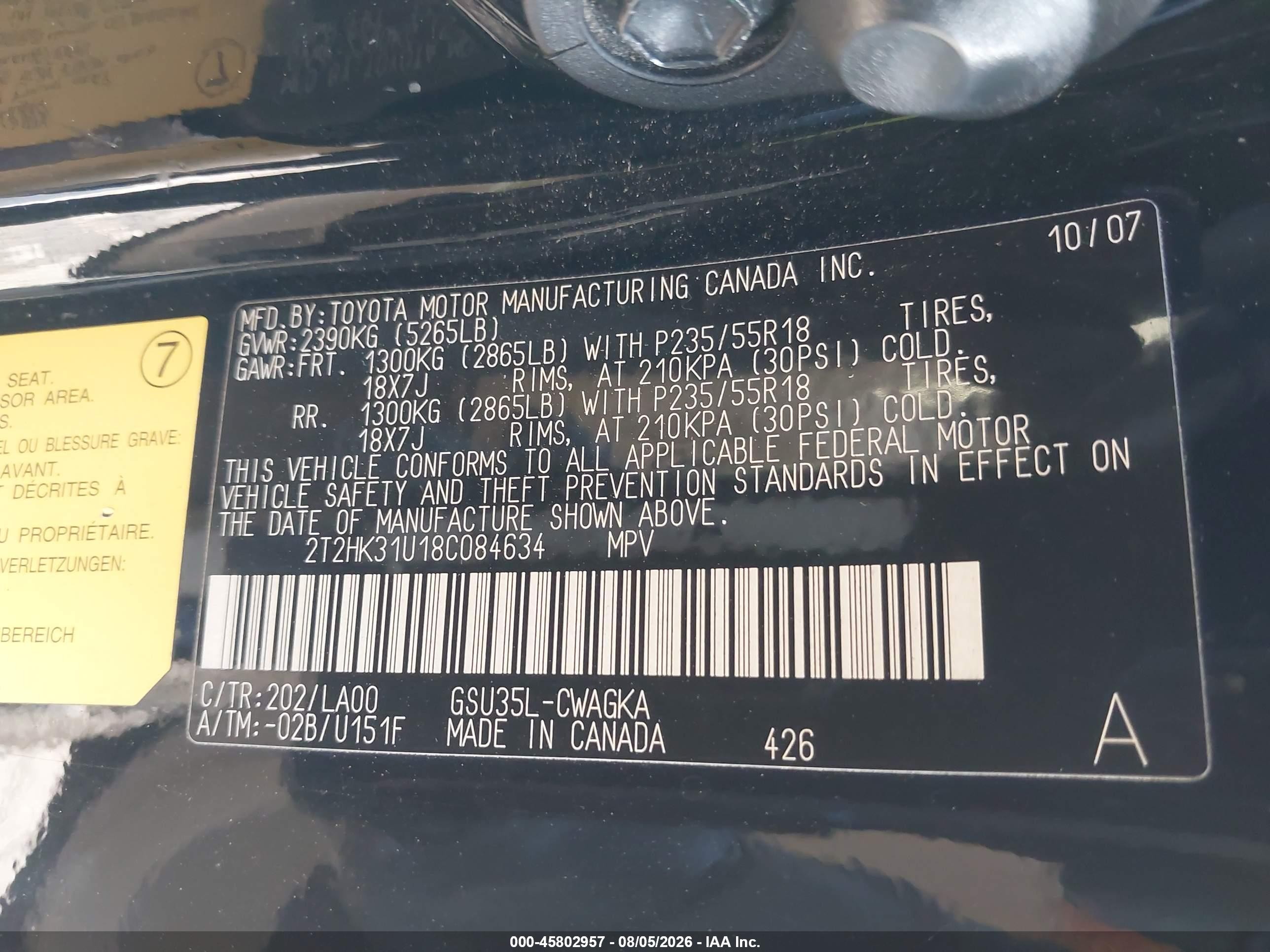 2008 Lexus Rx 350 Black vin: 2T2HK31U18C084634