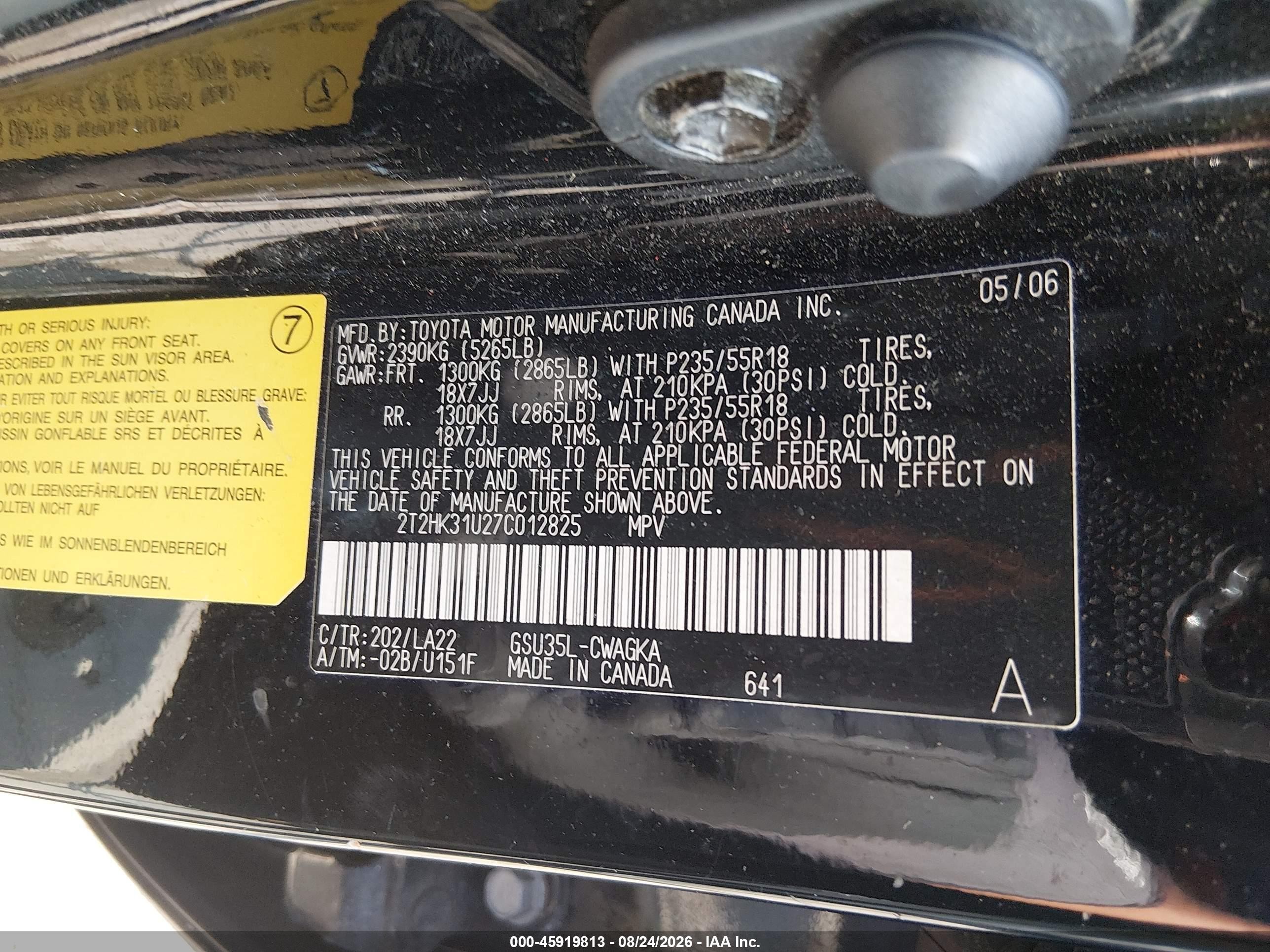 2007 Lexus Rx 350 Black vin: 2T2HK31U27C012825