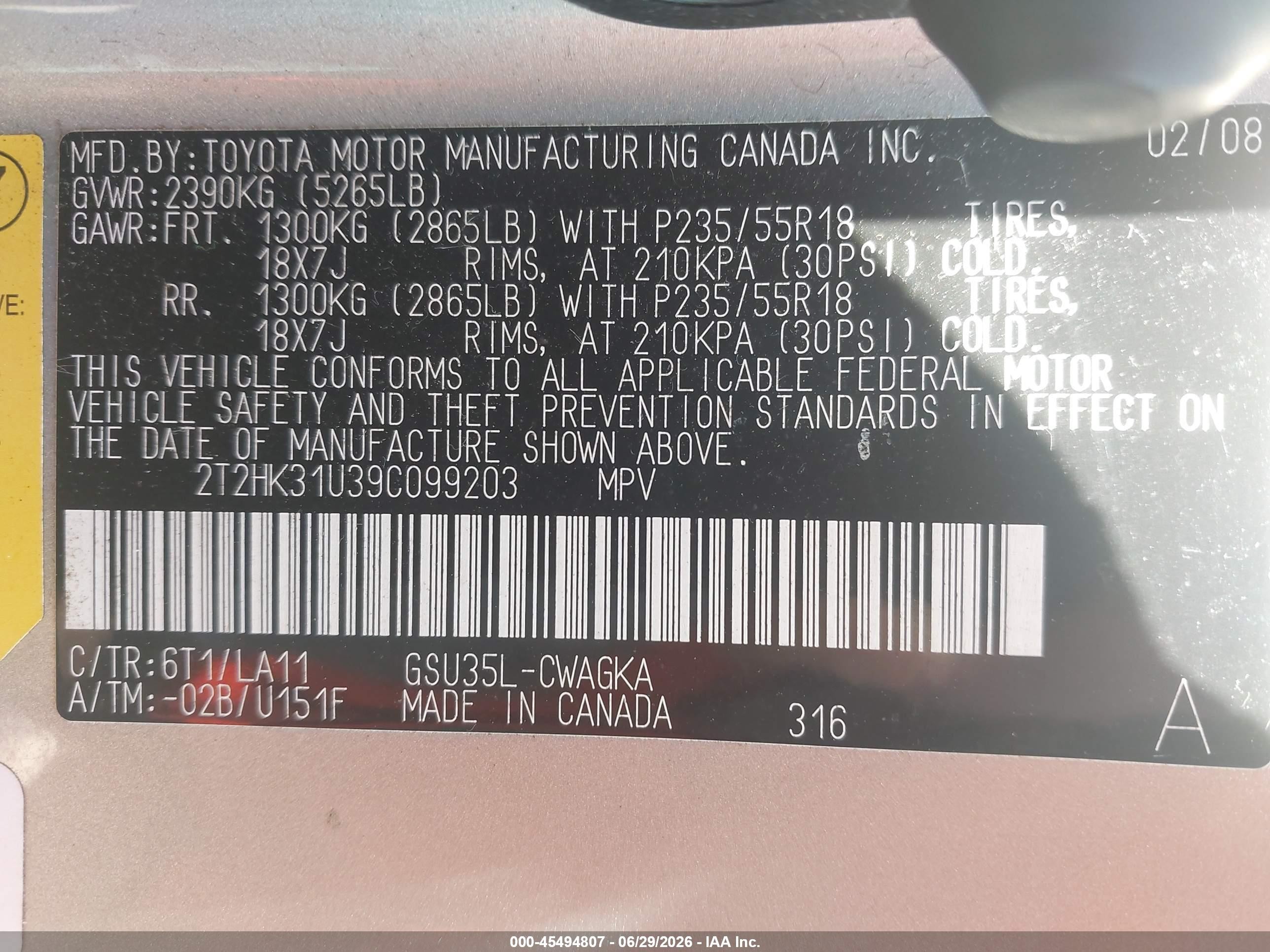 2009 Lexus Rx 350   Light Blue vin: 2T2HK31U39C099203