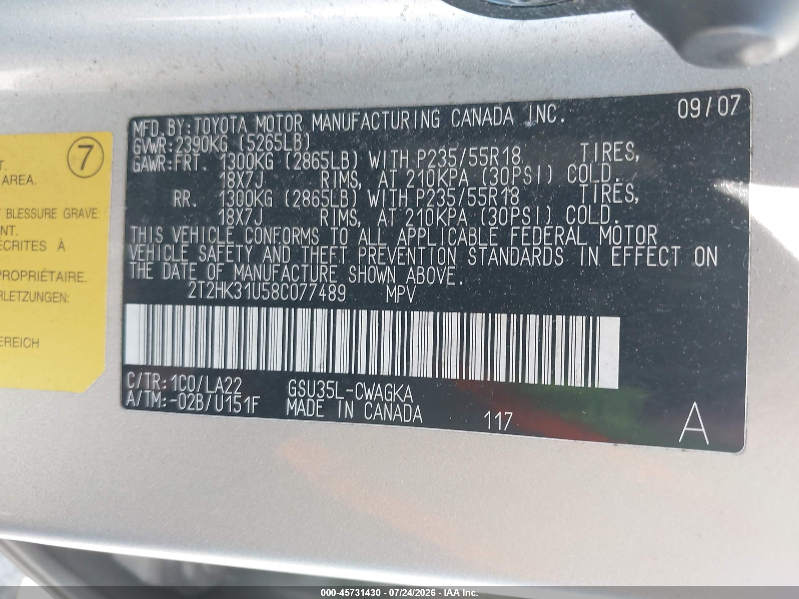2008 Lexus Rx 350   Silver vin: 2T2HK31U58C077489