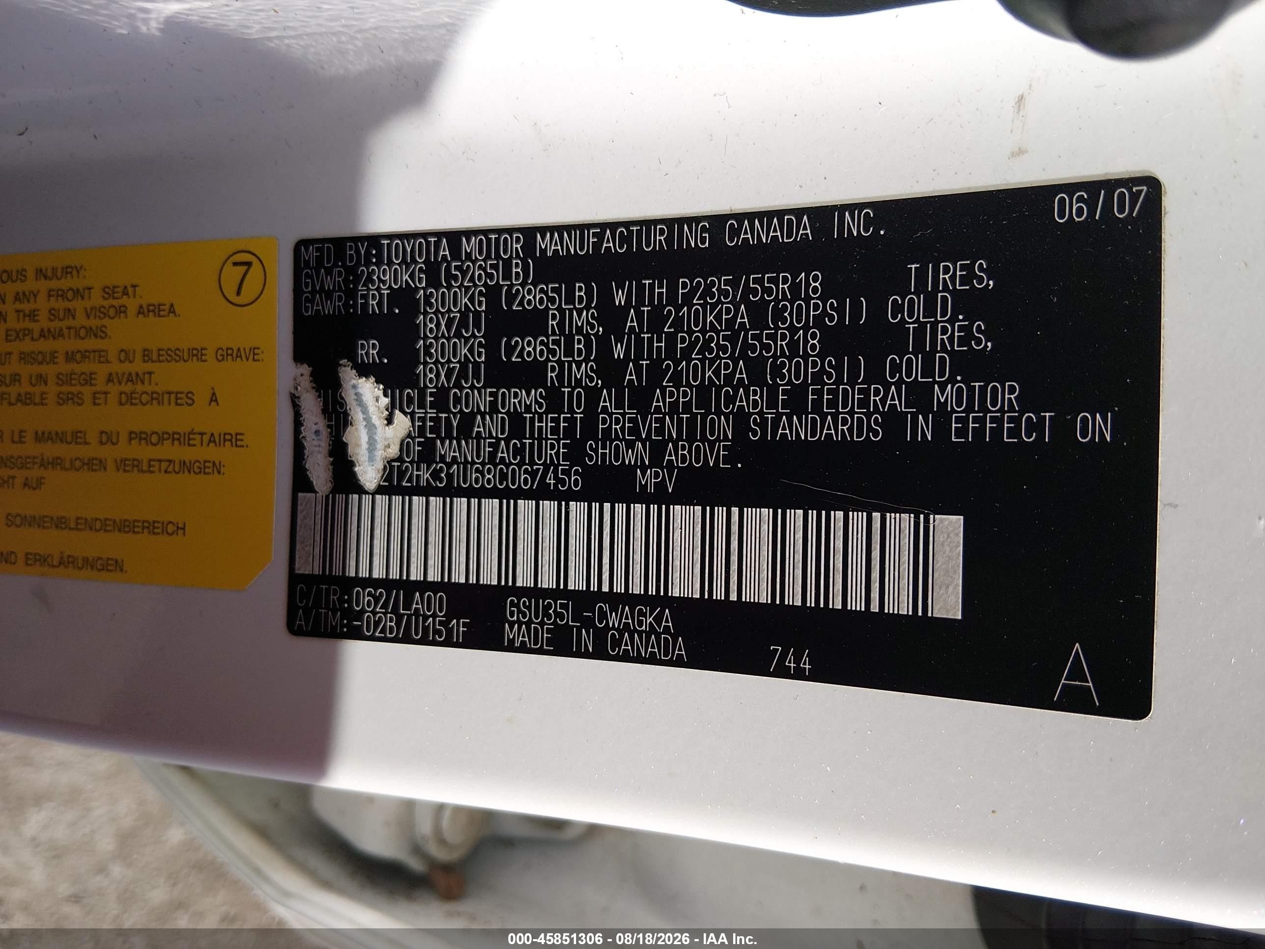 2008 Lexus Rx 350 Белый vin: 2T2HK31U68C067456