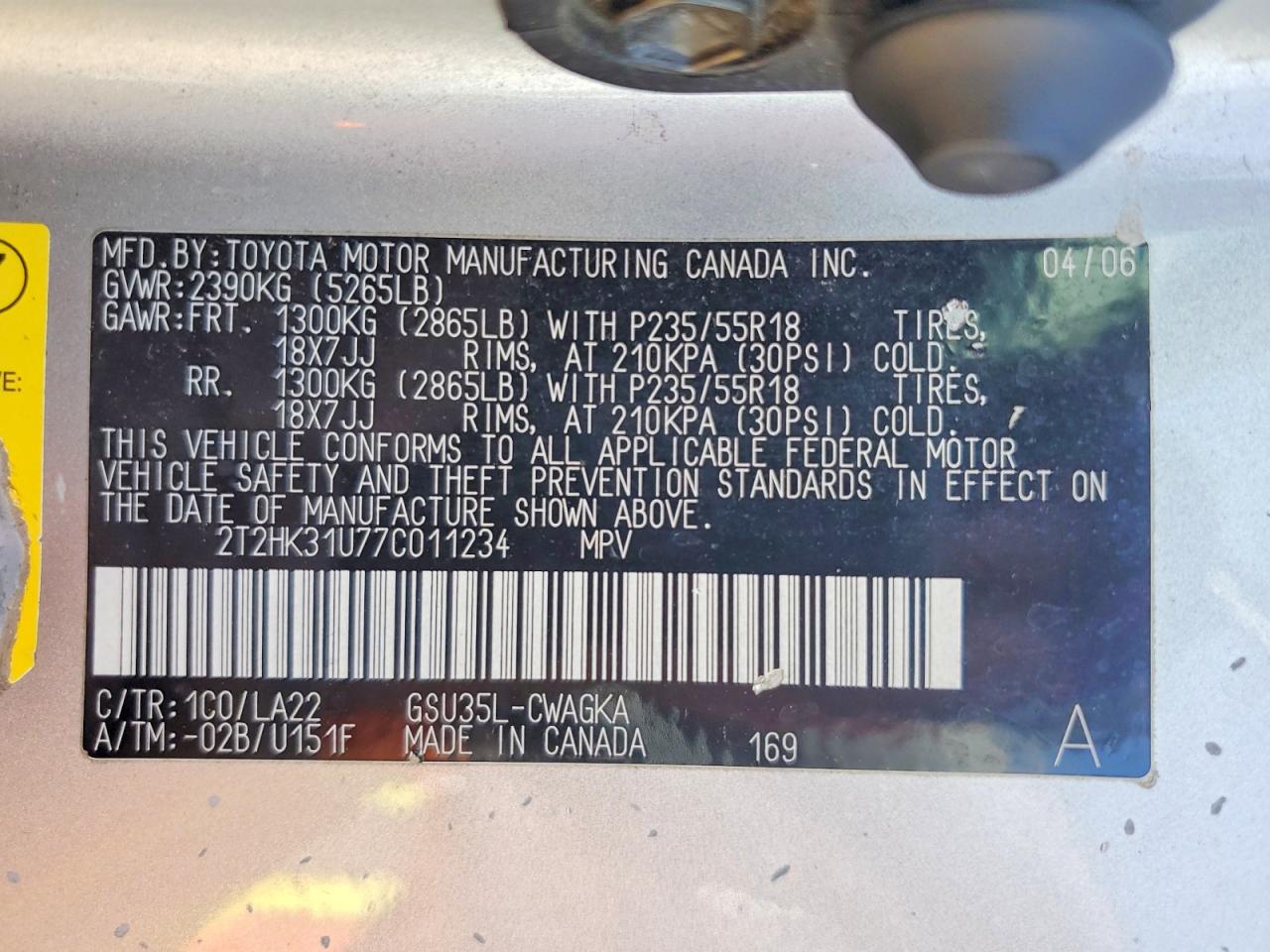 2007 Lexus Rx 350 Silver vin: 2T2HK31U77C011234
