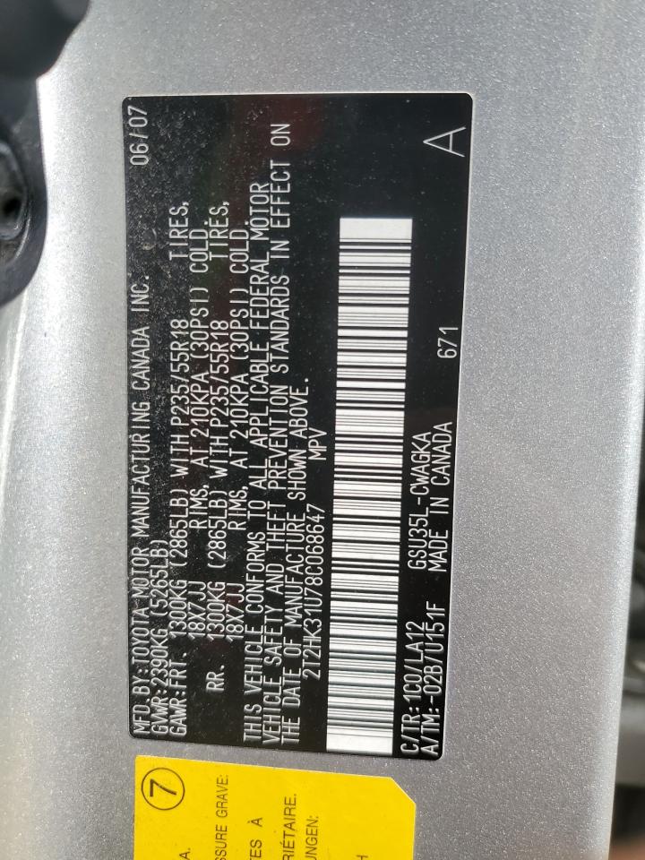2008 Lexus Rx 350 Silver vin: 2T2HK31U78C068647