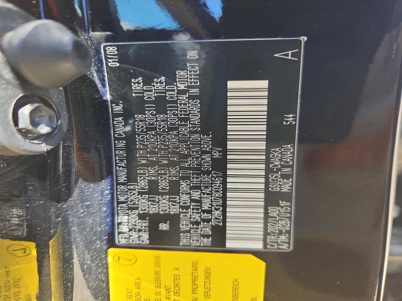 2008 Lexus Rx 350 Black vin: 2T2HK31U78C094617