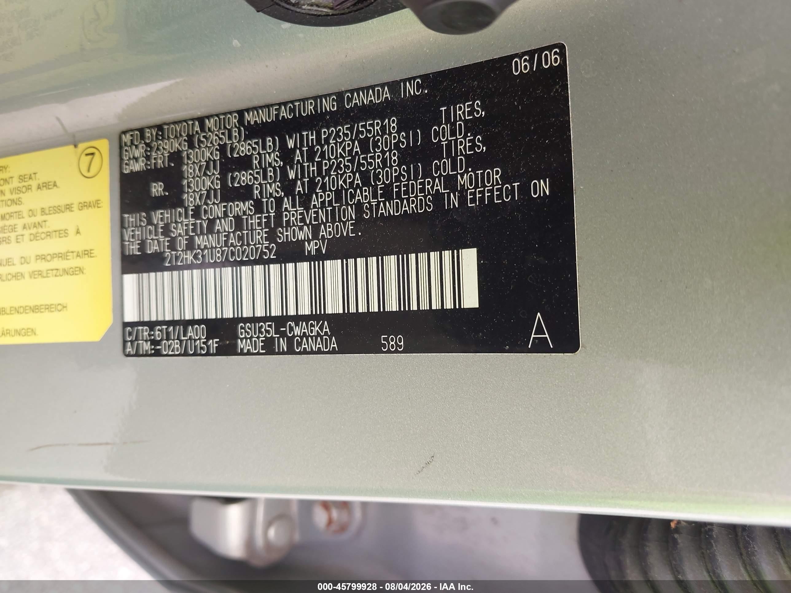 2007 Lexus Rx 350   Silver vin: 2T2HK31U87C020752
