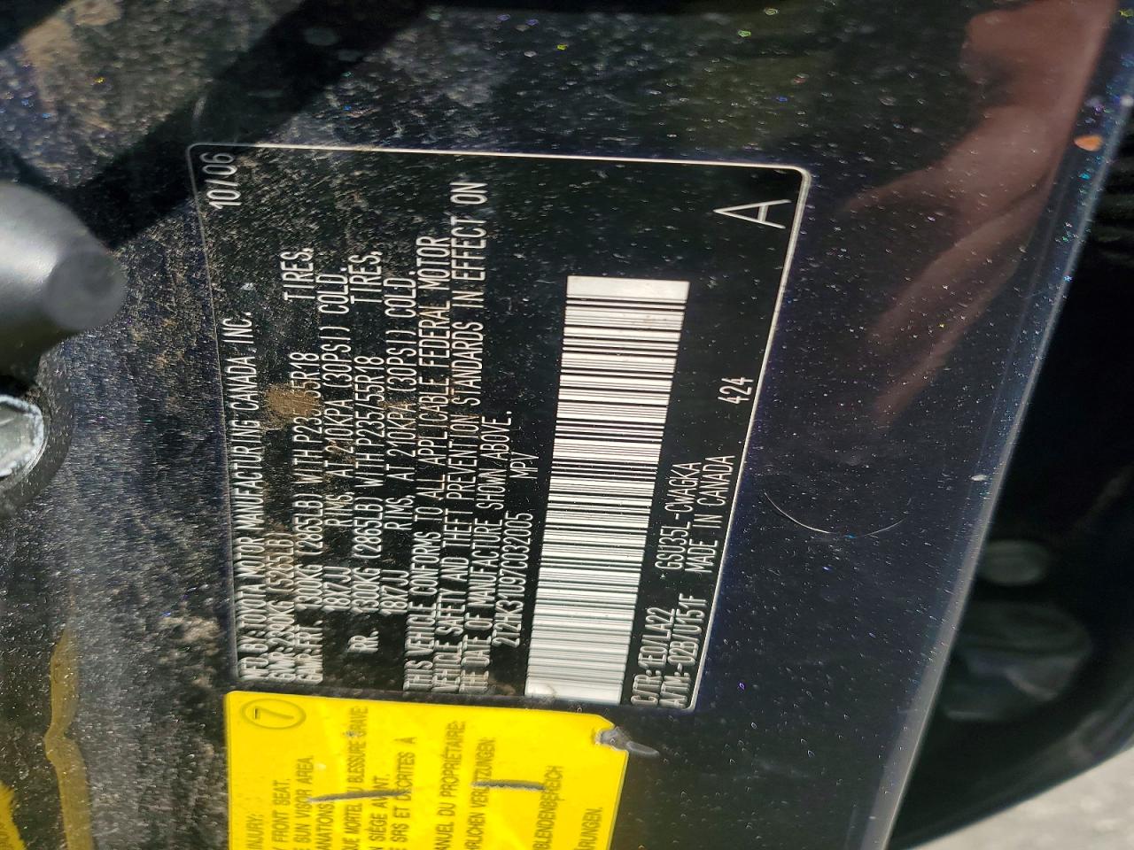2007 Lexus Rx 350 Blue vin: 2T2HK31U97C032005