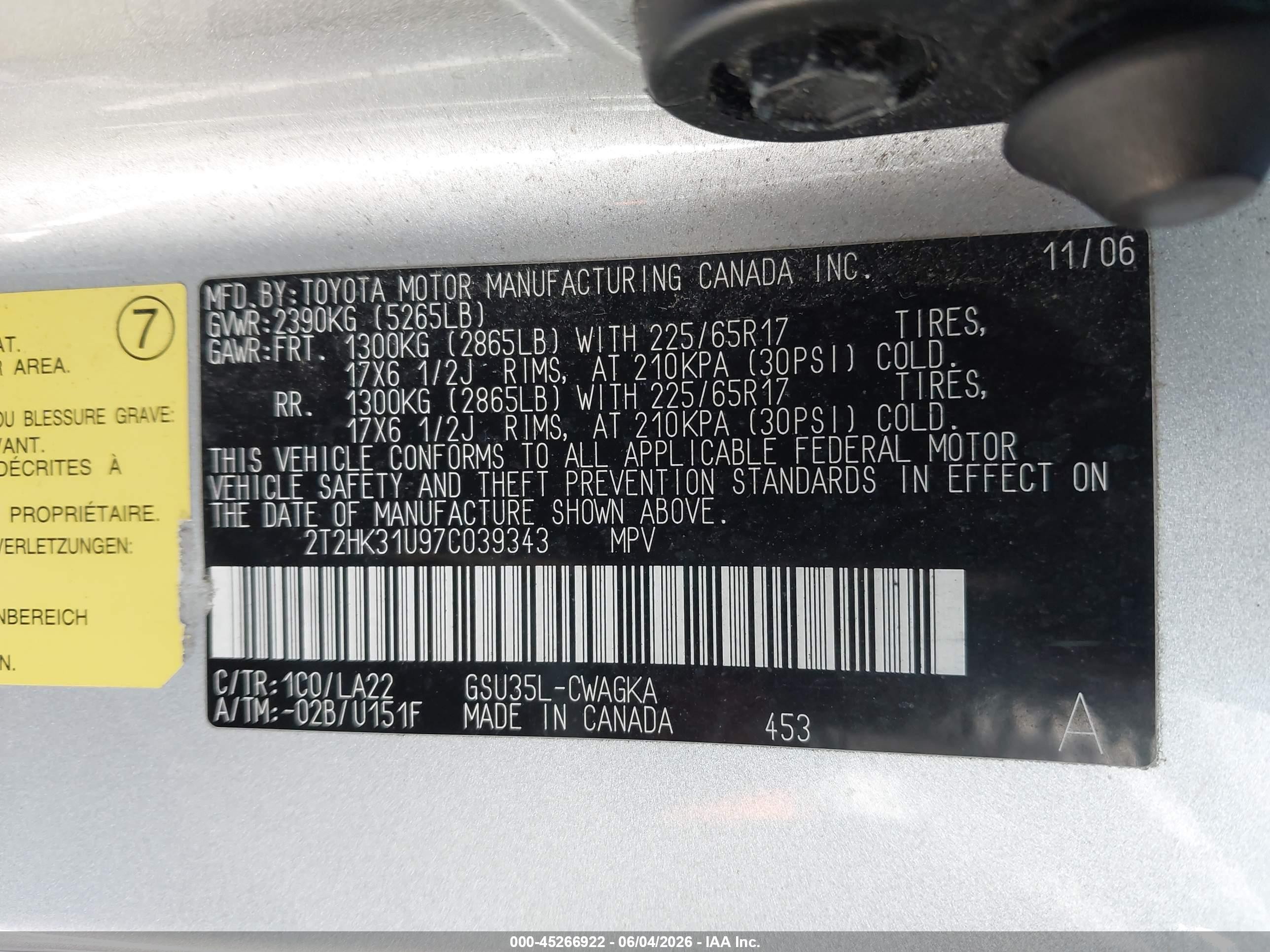 2007 Lexus Rx 350 Silver vin: 2T2HK31U97C039343