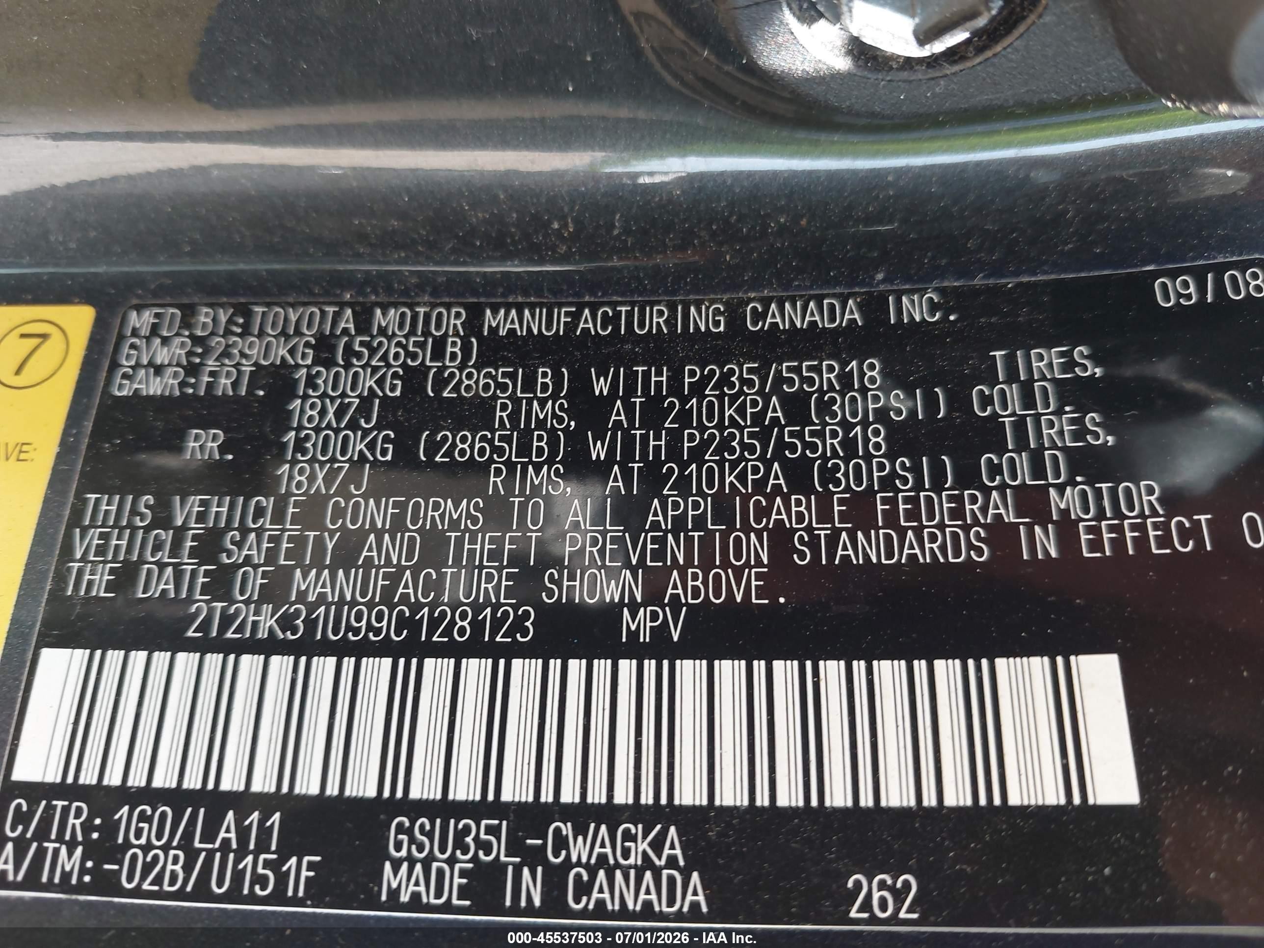 2009 Lexus Rx 350   Gray vin: 2T2HK31U99C128123