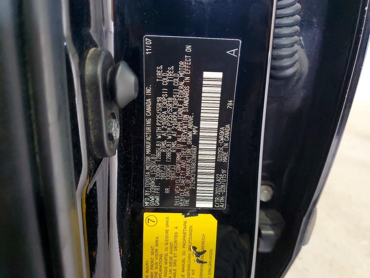 2008 Lexus Rx 350 Black vin: 2T2HK31UX8C086687