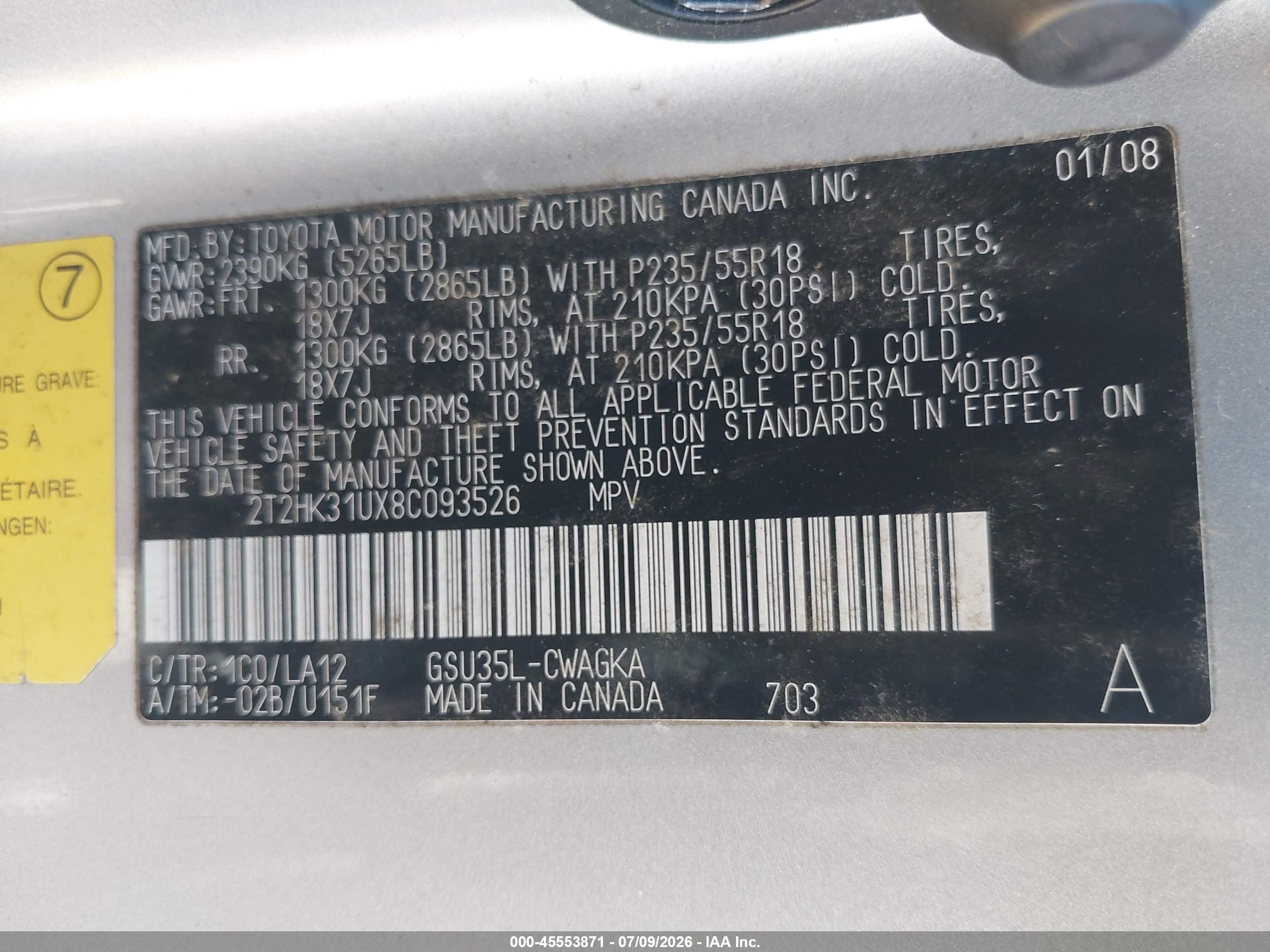 2008 Lexus Rx 350   Silver vin: 2T2HK31UX8C093526