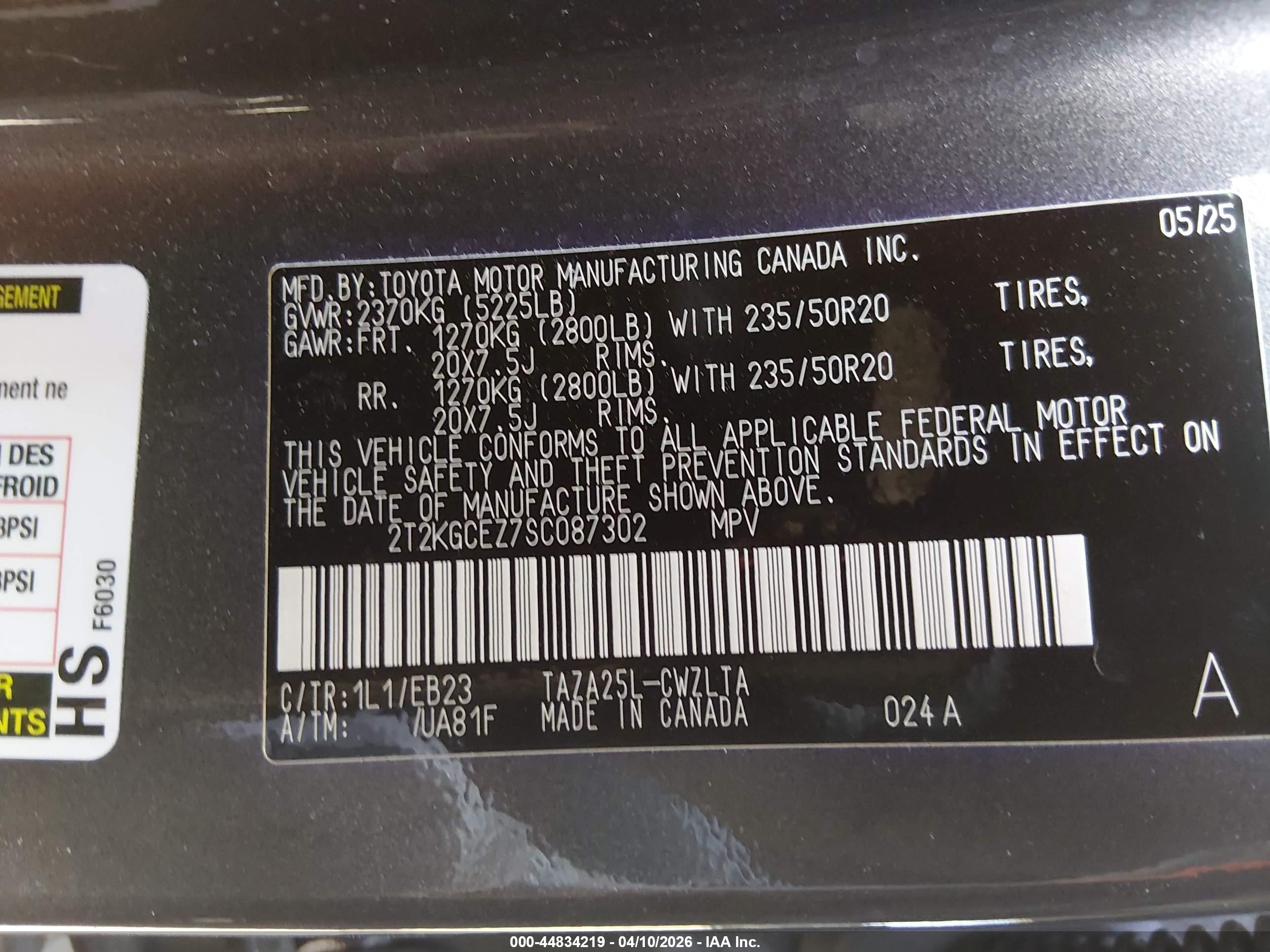 2025 Lexus Nx 350 F Sport Handling Black vin: 2T2KGCEZ7SC087302
