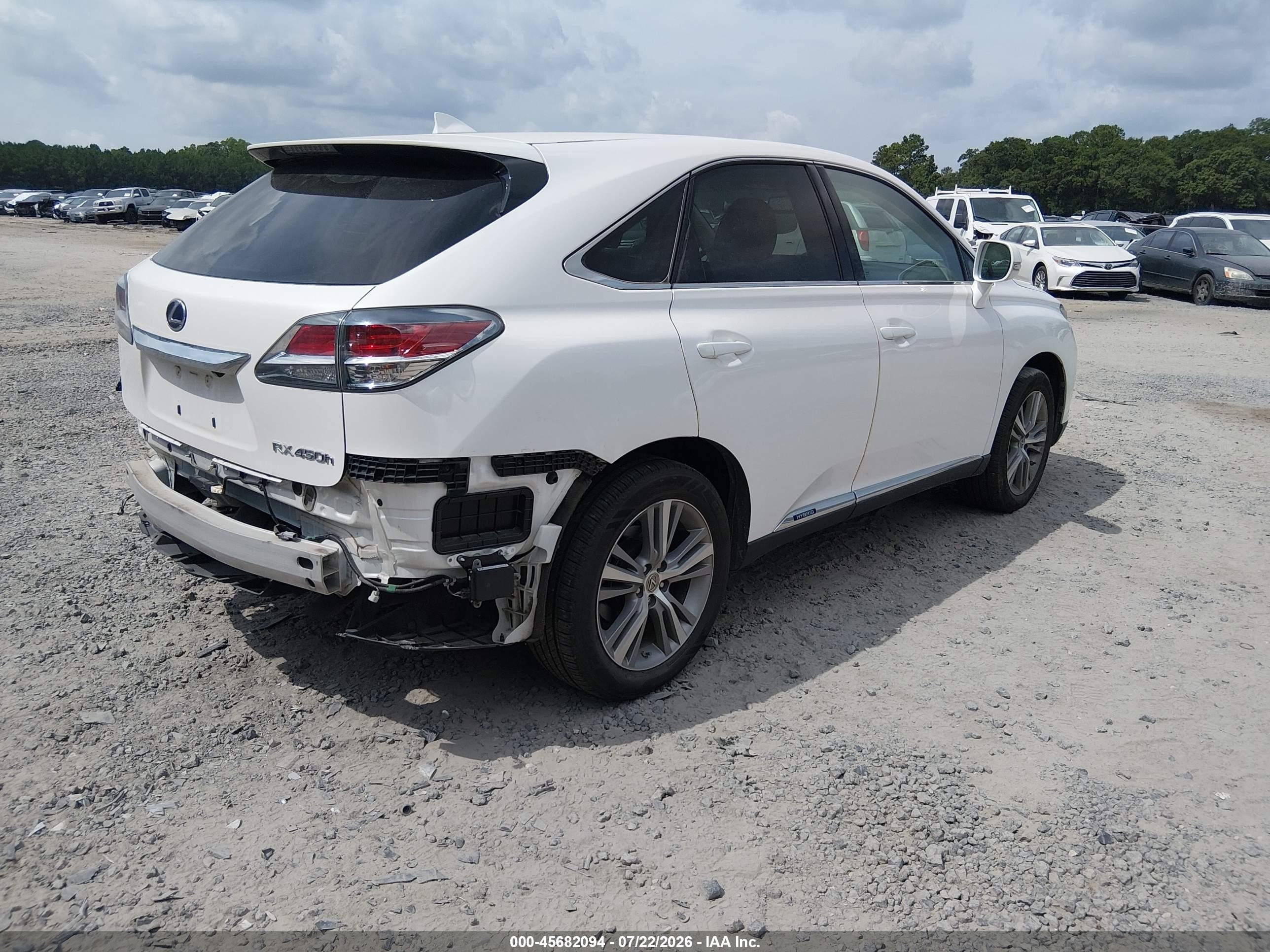 2015 Lexus Rx 450h   White vin: 2T2ZB1BAXFC001874