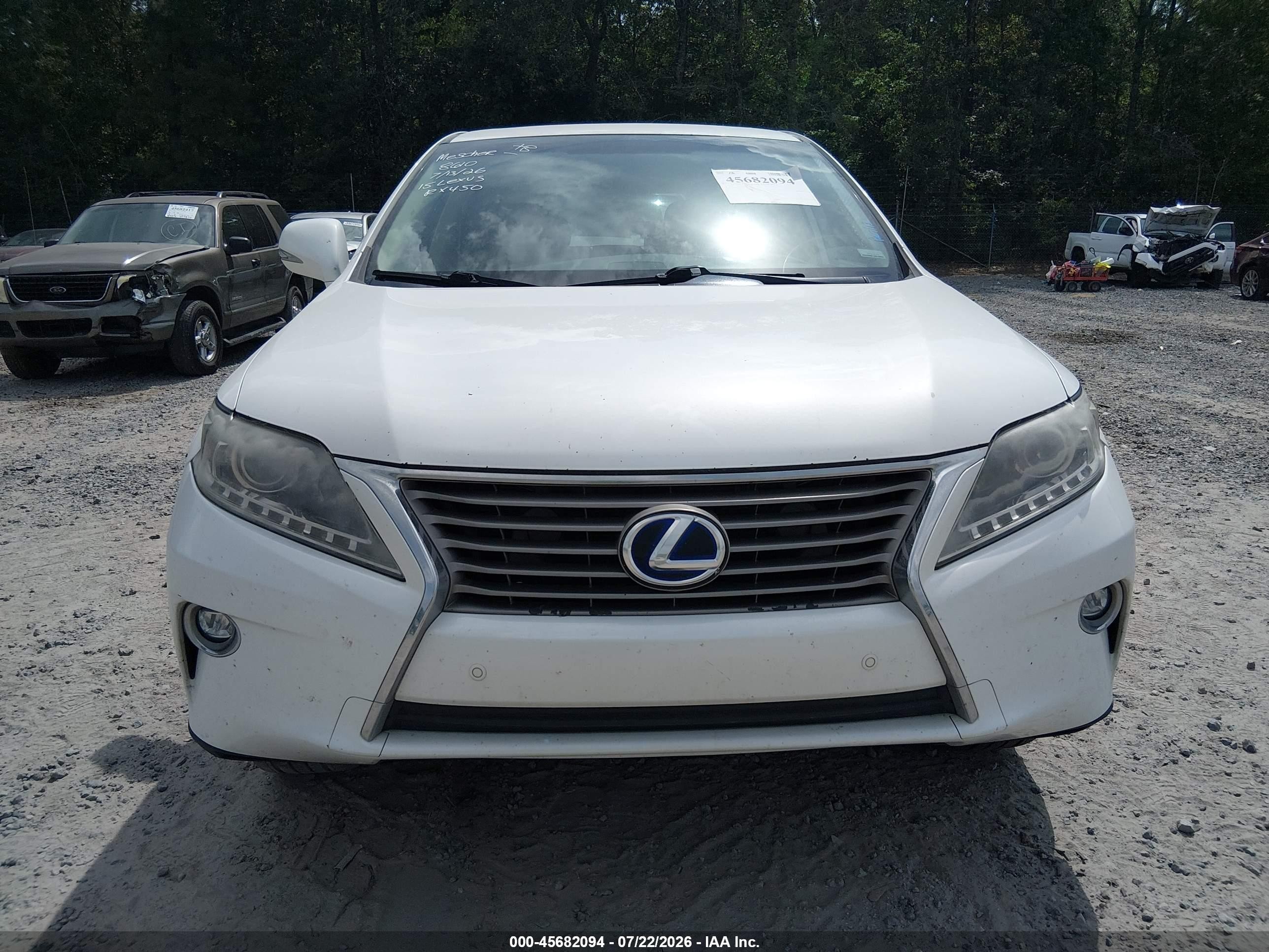 2015 Lexus Rx 450h   White vin: 2T2ZB1BAXFC001874