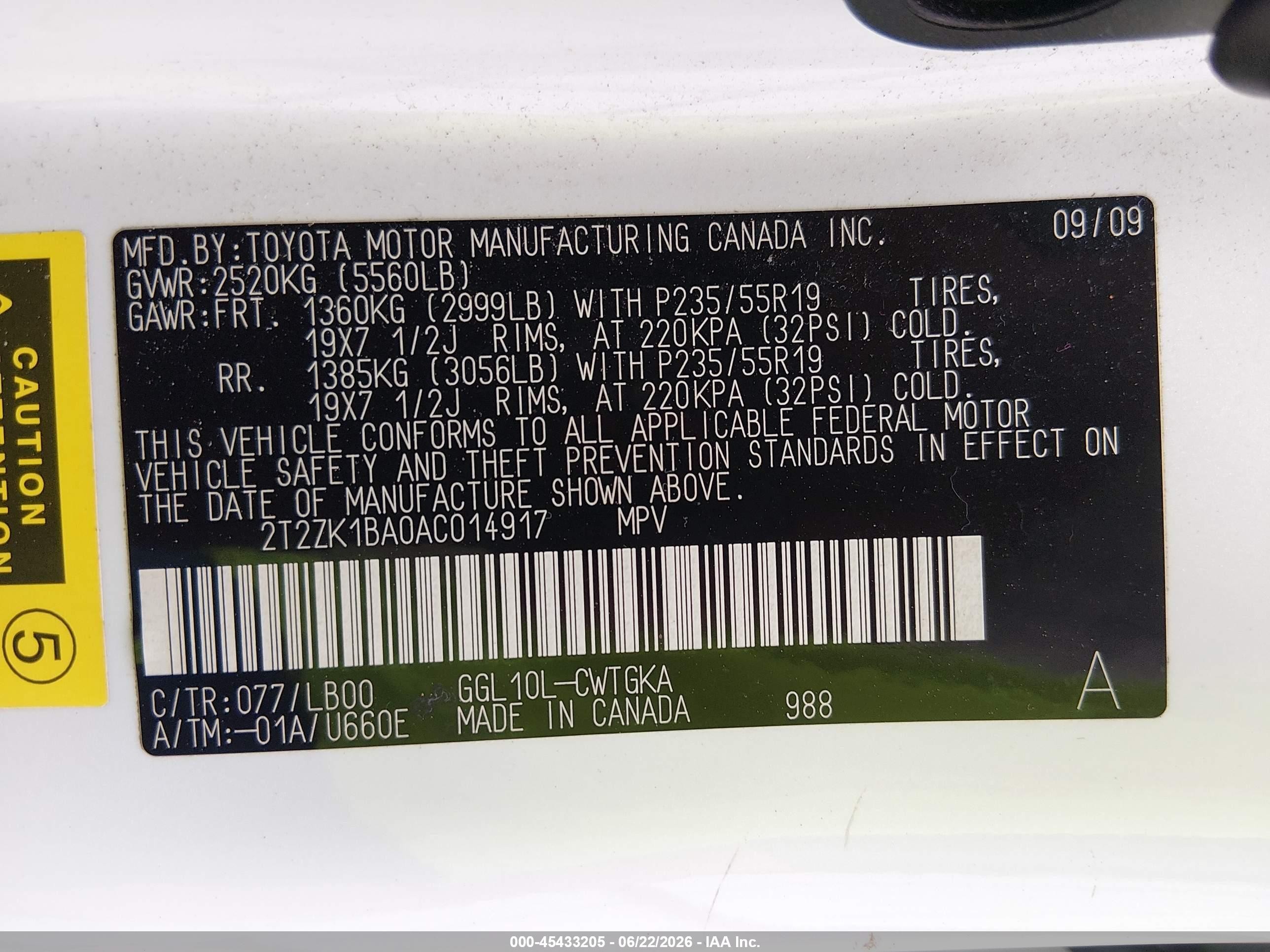 2010 Lexus Rx 350   White vin: 2T2ZK1BA0AC014917