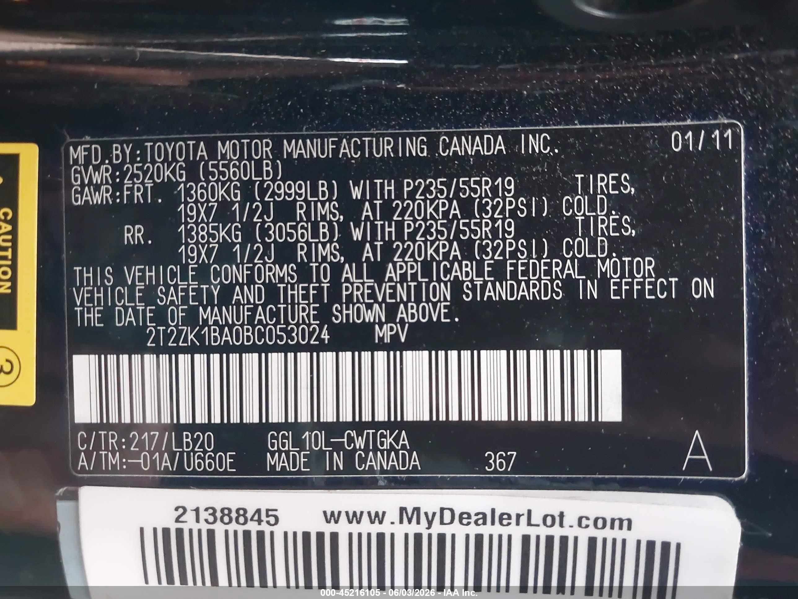 2011 Lexus Rx 350 Black vin: 2T2ZK1BA0BC053024