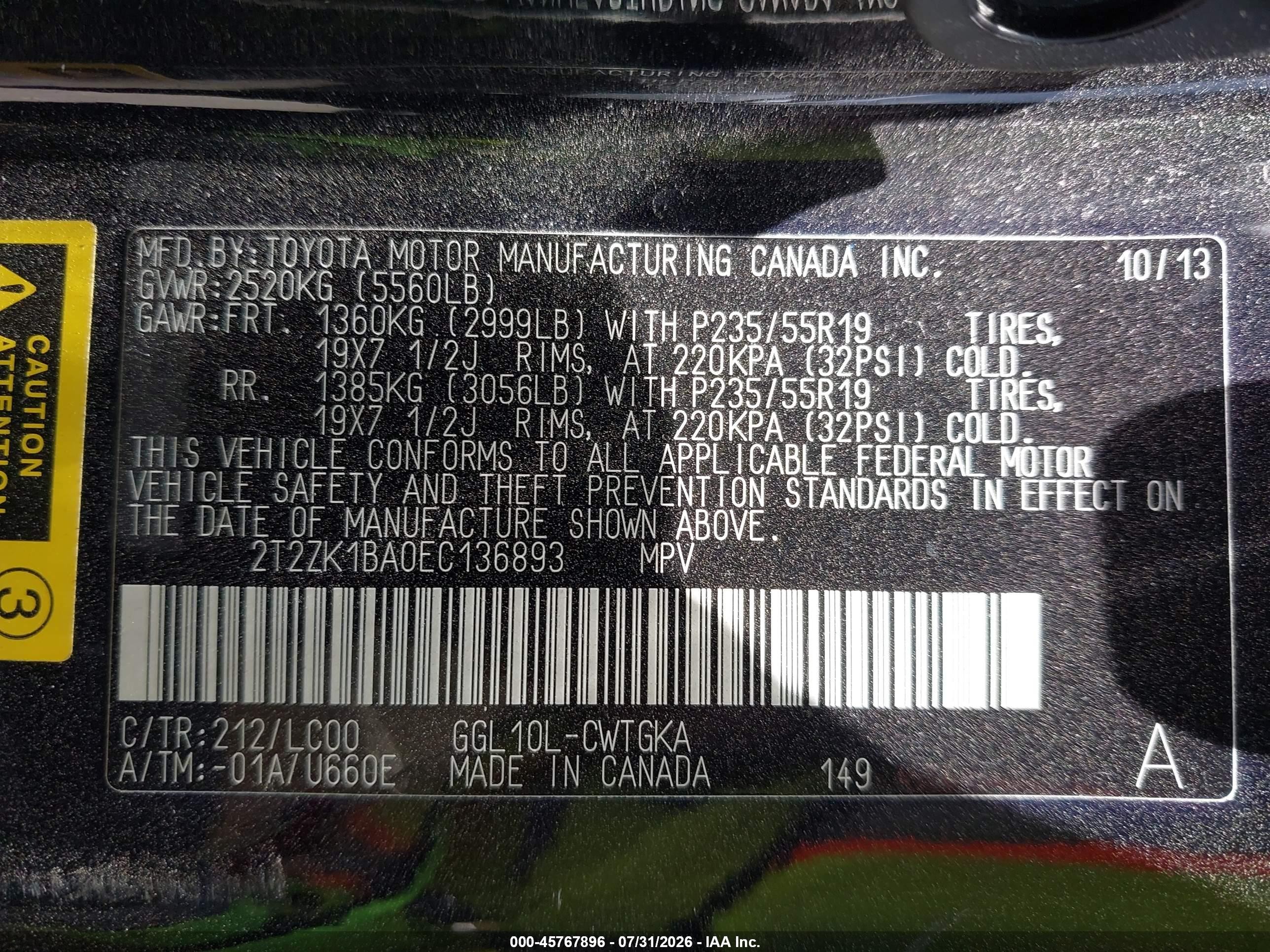 2014 Lexus Rx 350   Black vin: 2T2ZK1BA0EC136893