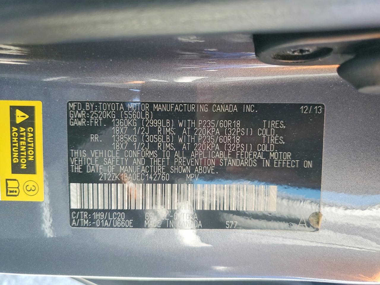 2014 Lexus Rx 350 Base Серый vin: 2T2ZK1BA0EC142760