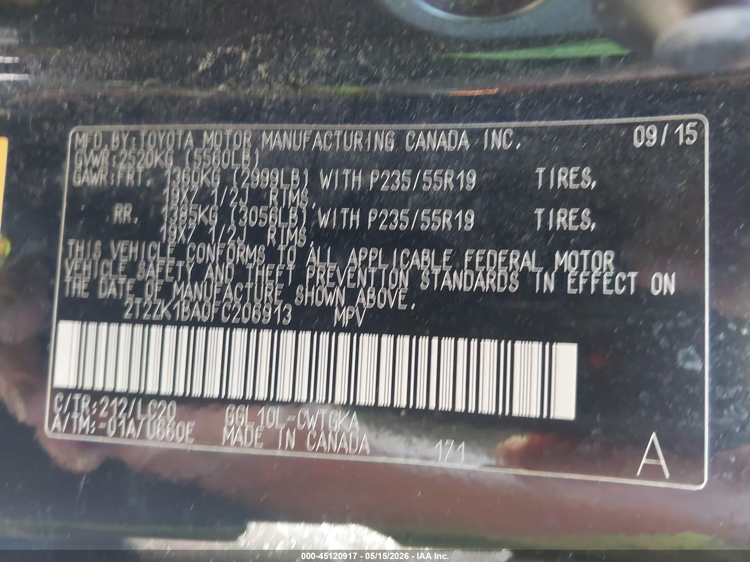 2015 Lexus Rx 350   Black vin: 2T2ZK1BA0FC206913