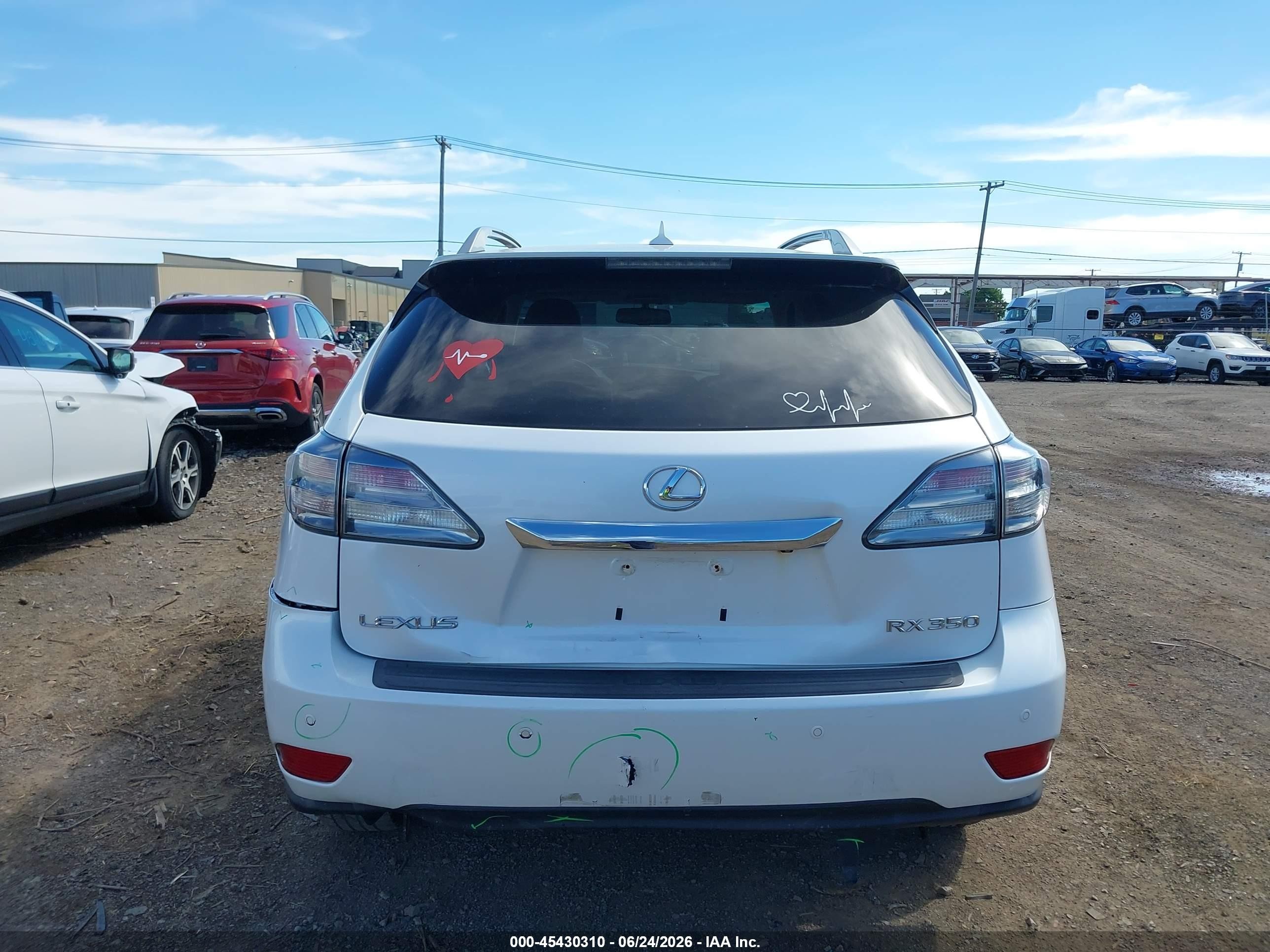 2010 Lexus Rx 350   White vin: 2T2ZK1BA1AC008513