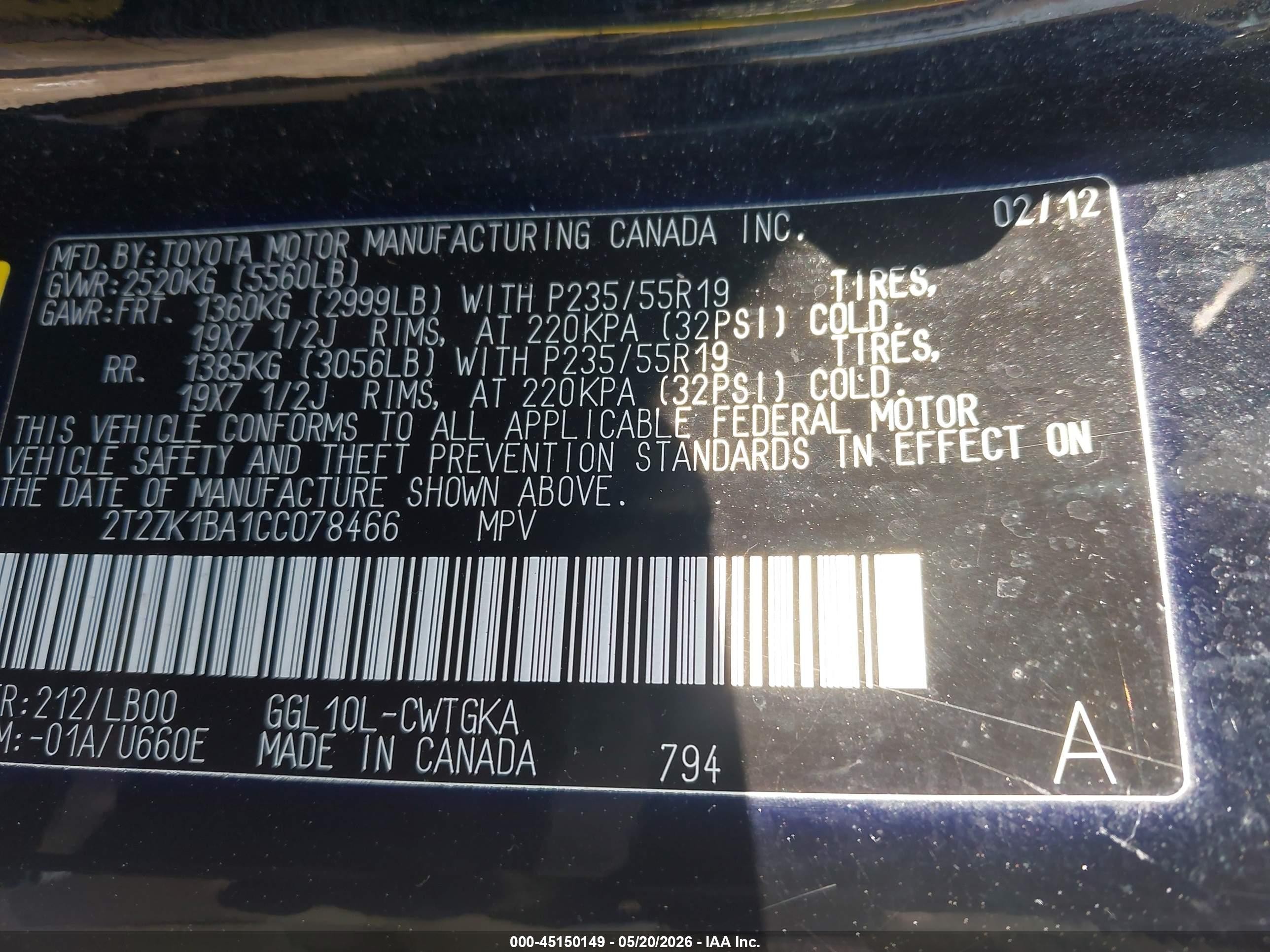 2012 Lexus Rx 350 Black vin: 2T2ZK1BA1CC078466