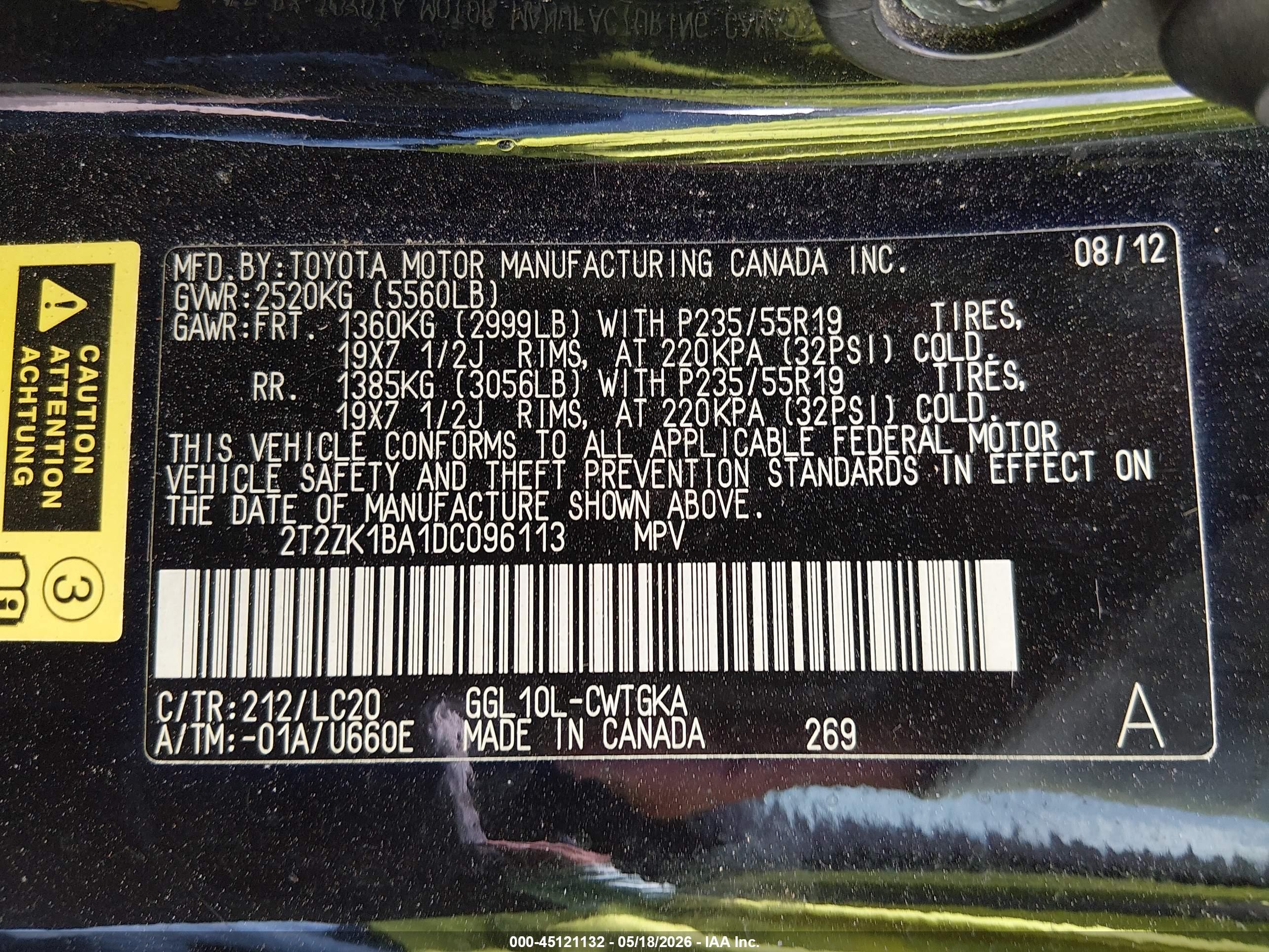 2013 Lexus Rx 350   Black vin: 2T2ZK1BA1DC096113