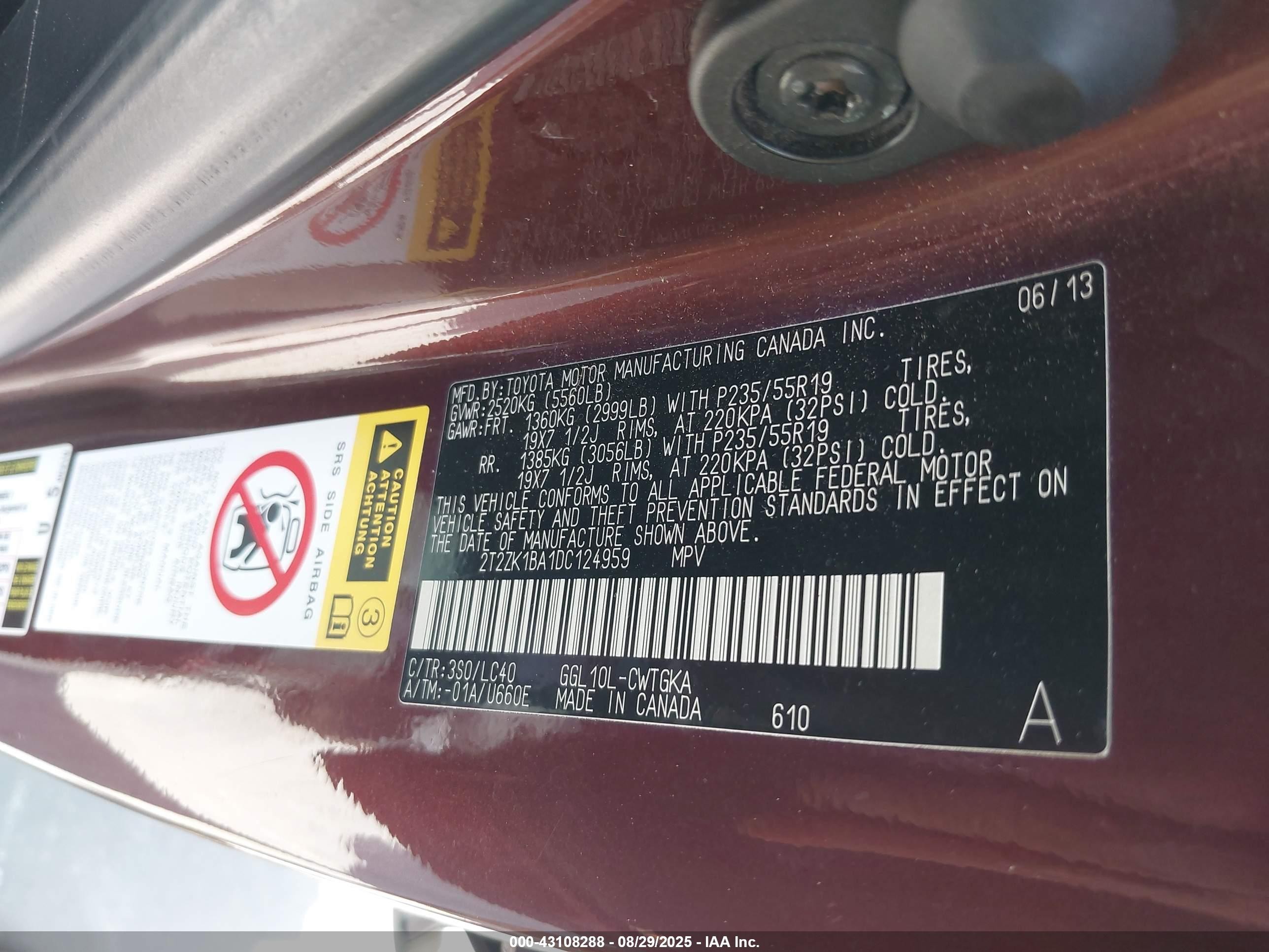 2013 Lexus Rx 350 Темно-бордовый vin: 2T2ZK1BA1DC124959