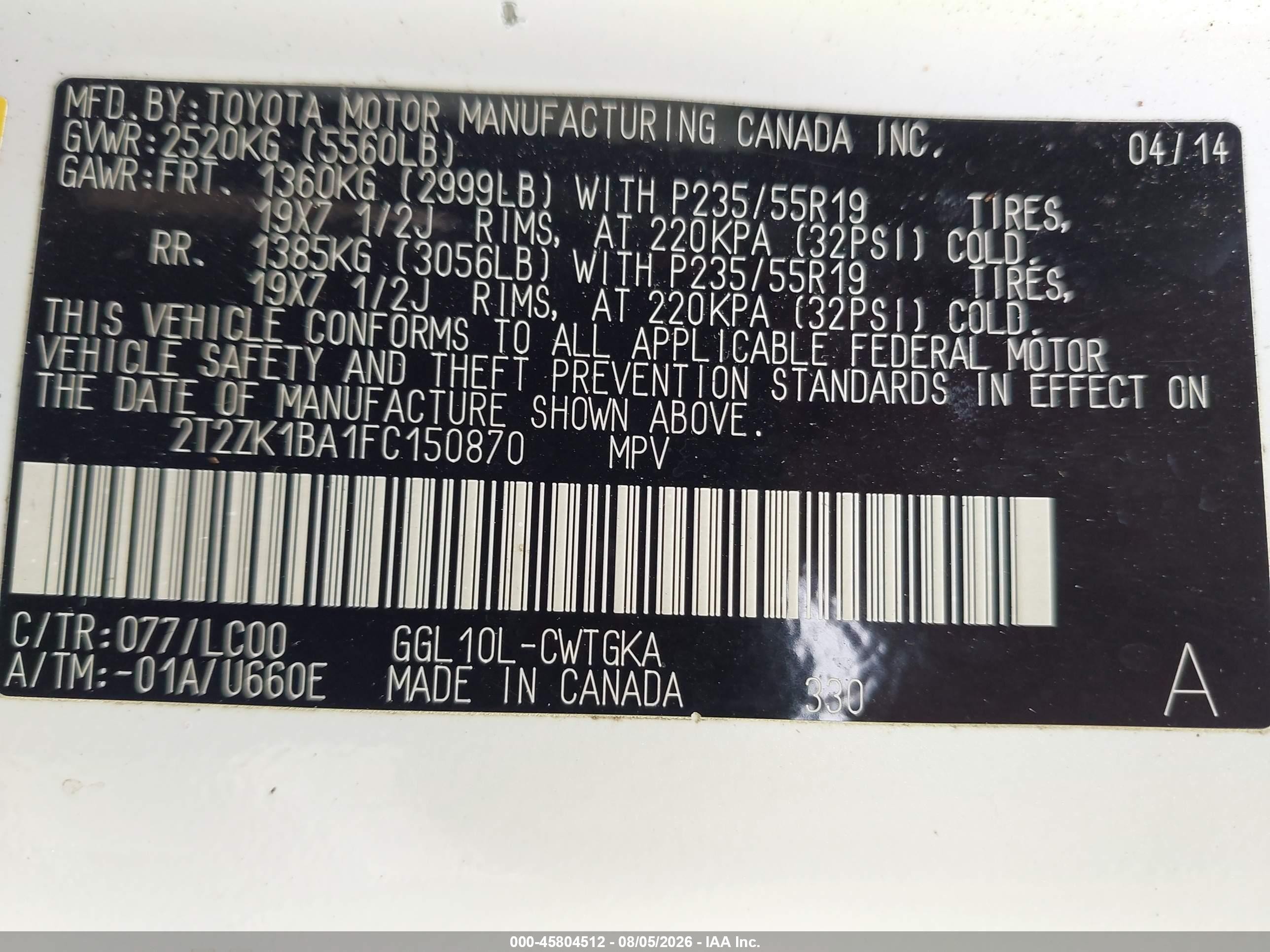 2015 Lexus Rx 350   White vin: 2T2ZK1BA1FC150870