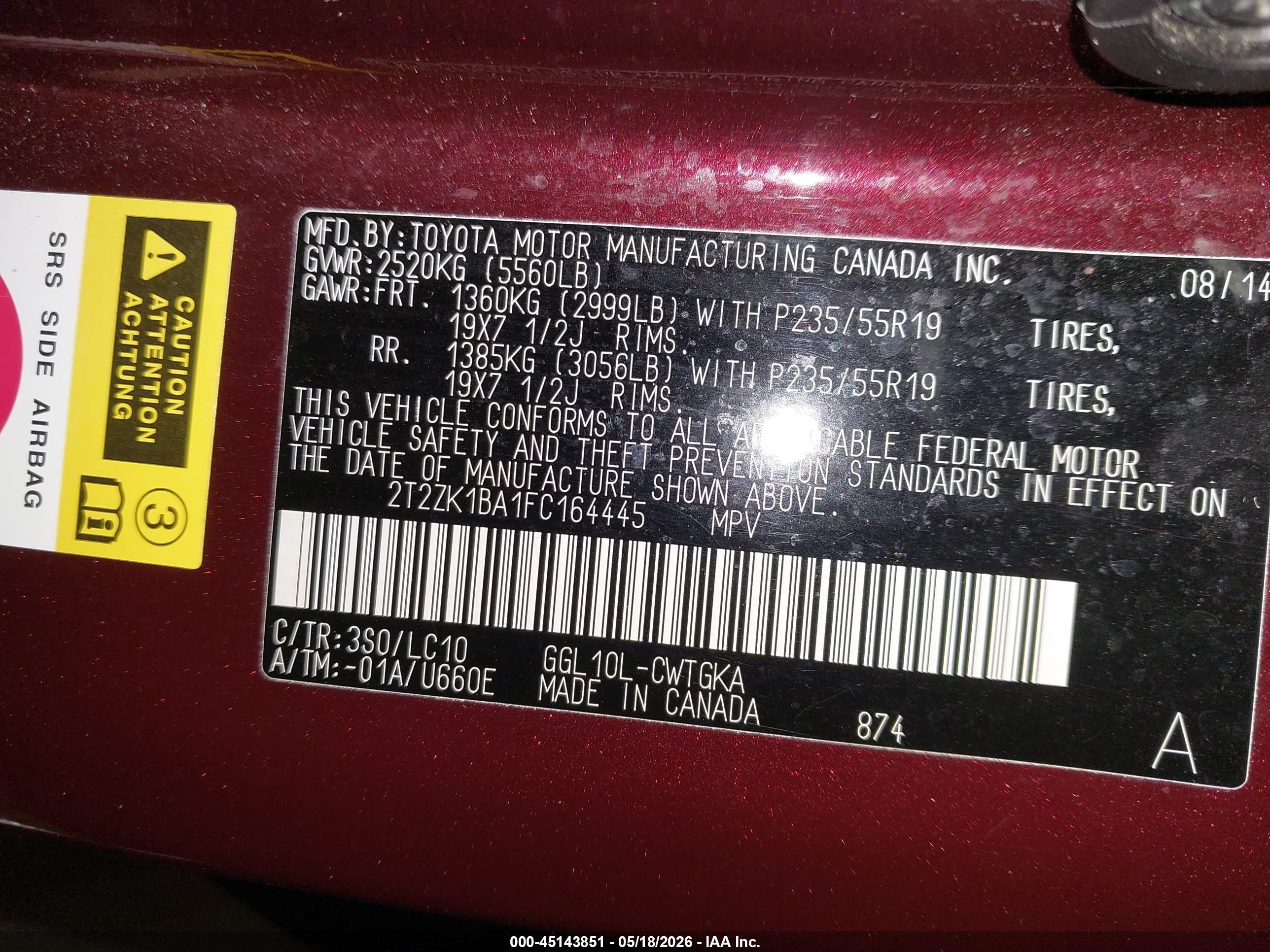 2015 Lexus Rx 350   Burgundy vin: 2T2ZK1BA1FC164445