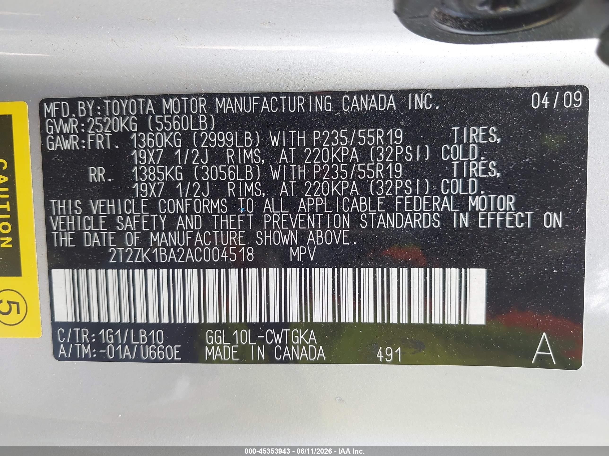 2010 Lexus Rx 350   Silver vin: 2T2ZK1BA2AC004518