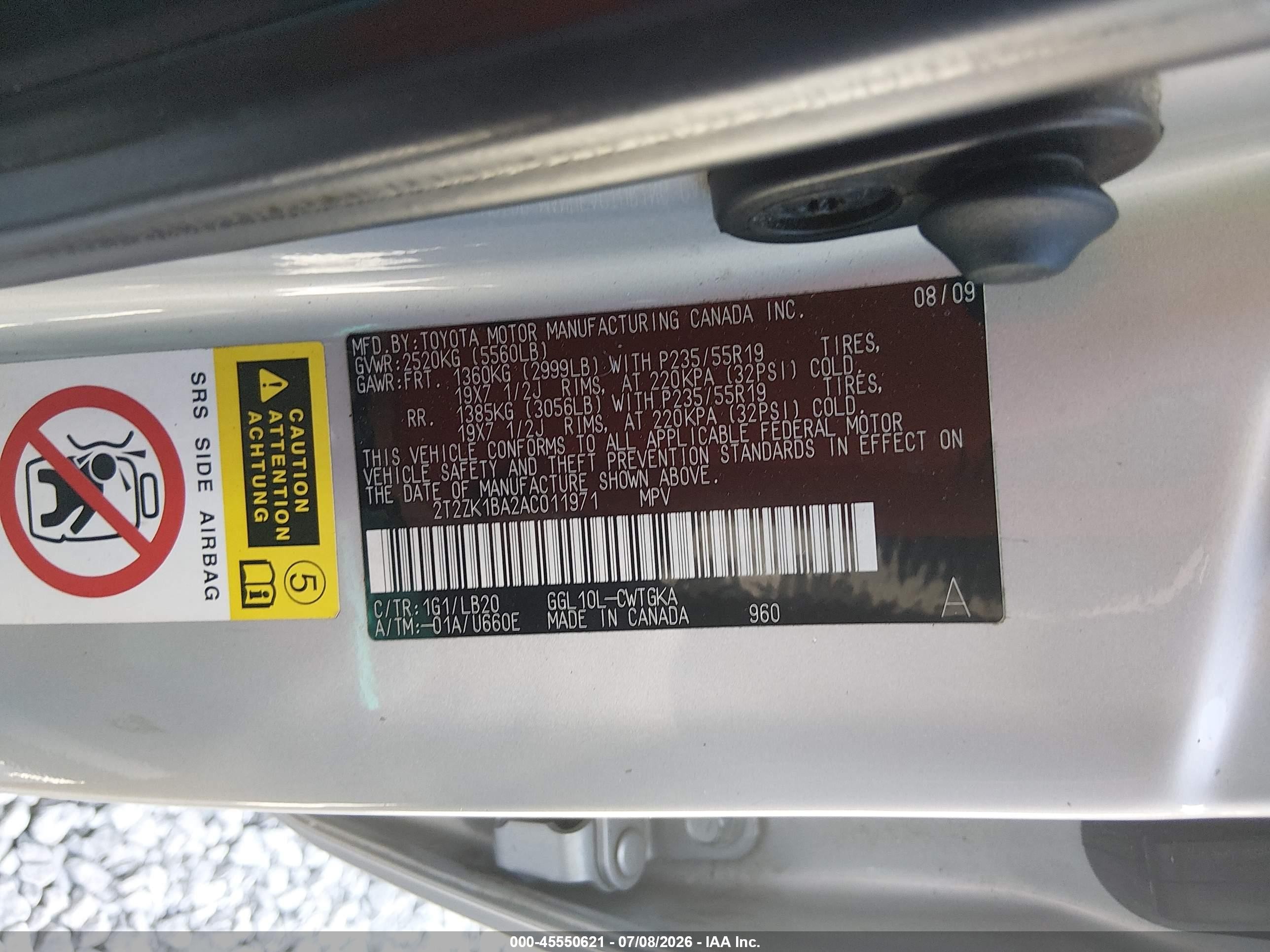 2010 Lexus Rx 350   Silver vin: 2T2ZK1BA2AC011971