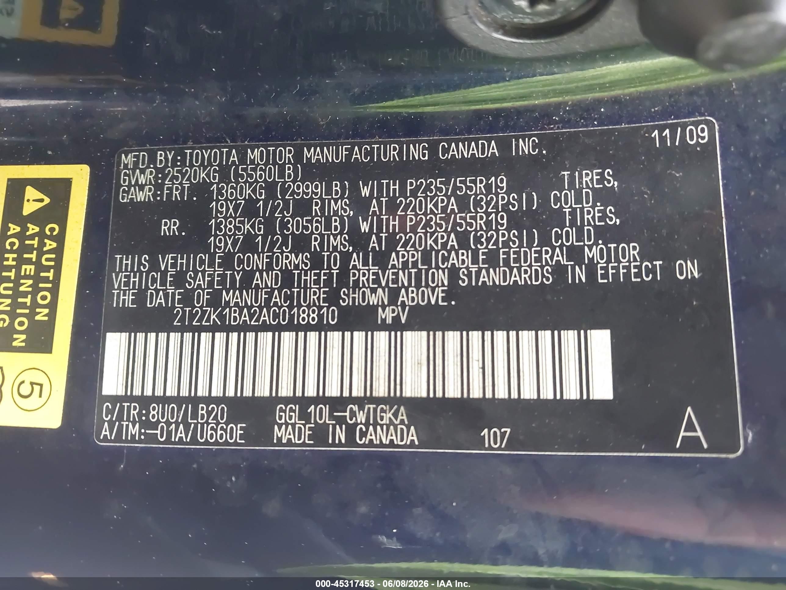2010 Lexus Rx 350 Dark Blue vin: 2T2ZK1BA2AC018810