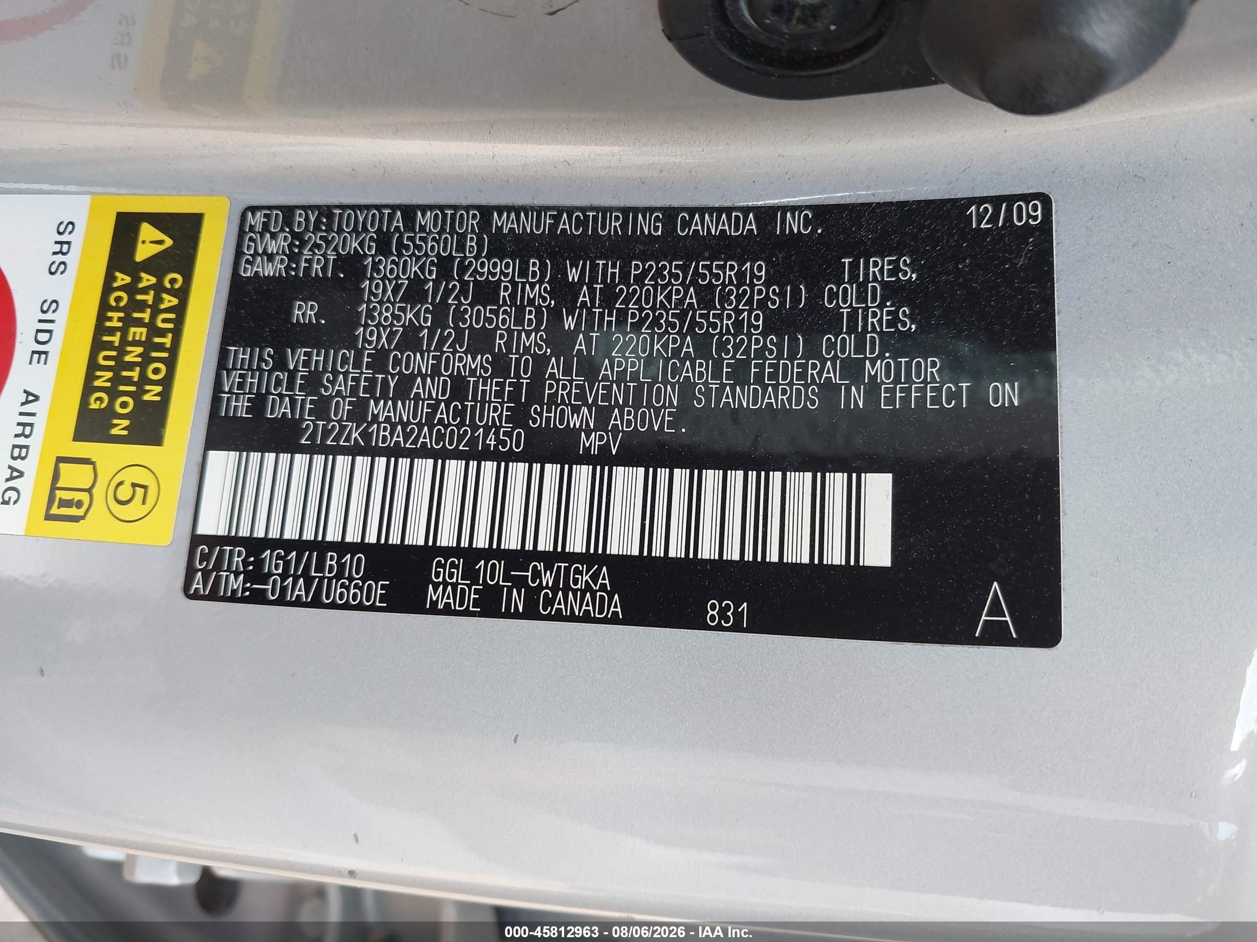 2010 Lexus Rx 350   Silver vin: 2T2ZK1BA2AC021450