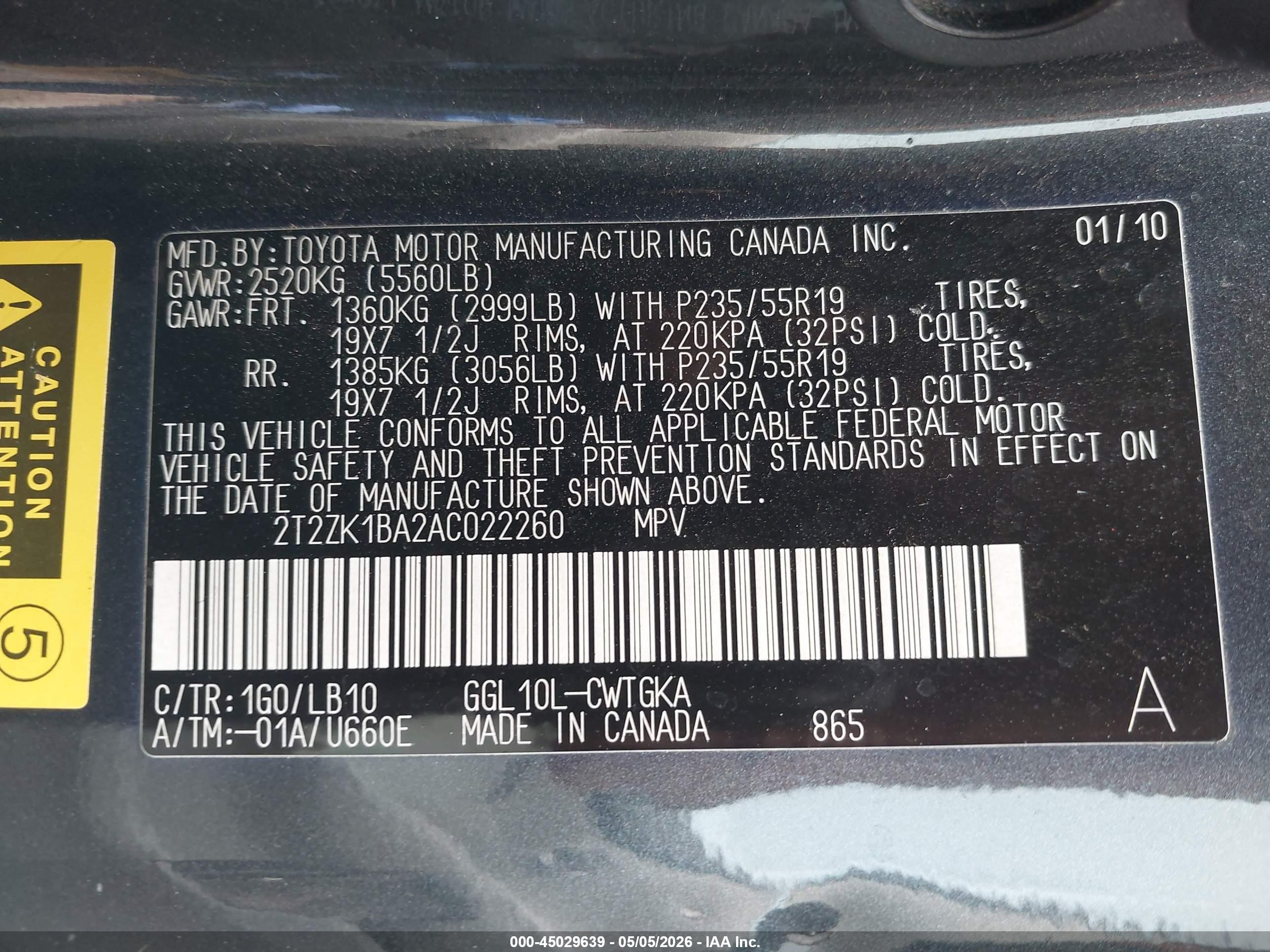 2010 Lexus Rx 350   Black vin: 2T2ZK1BA2AC022260