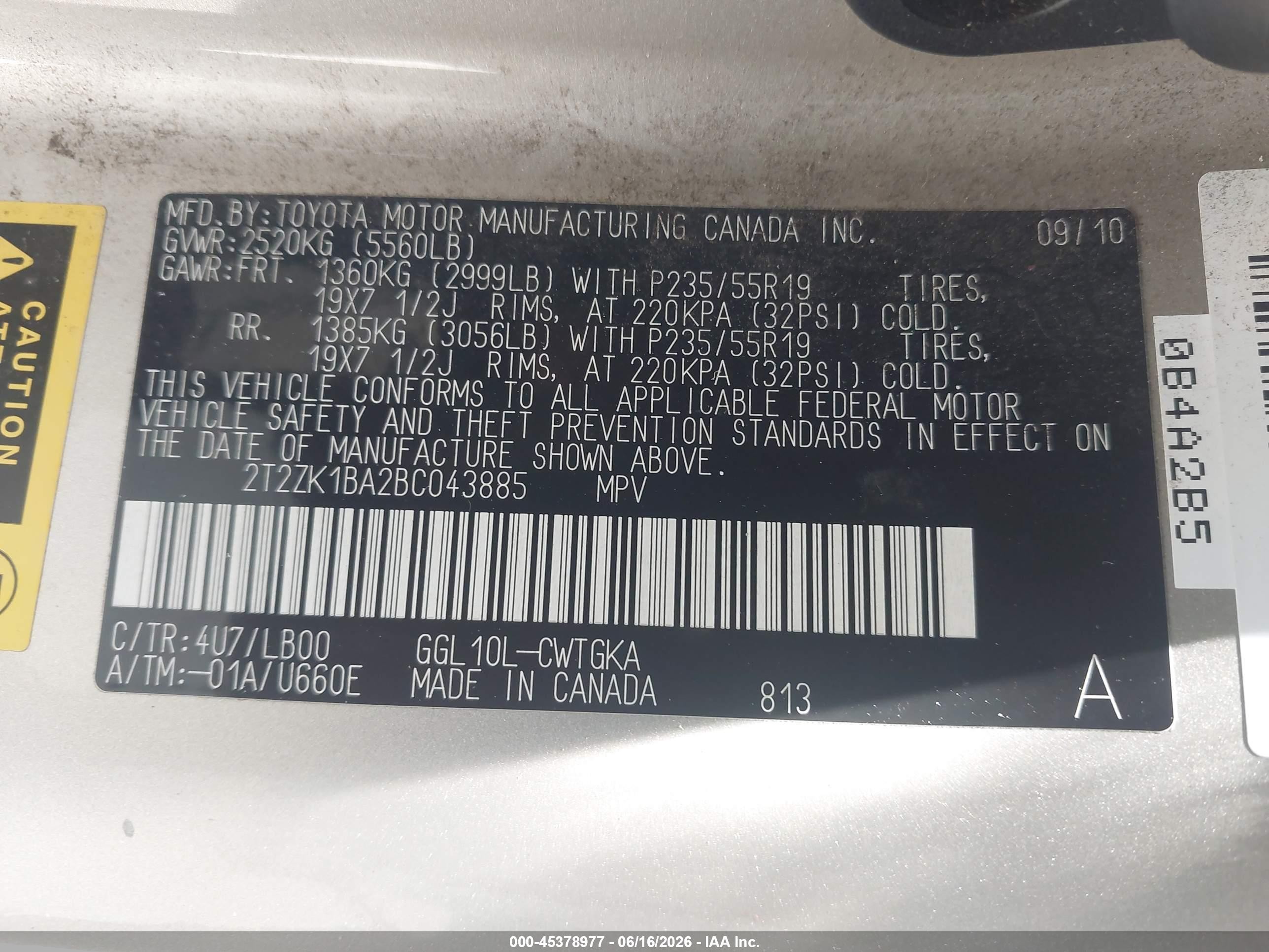 2011 Lexus Rx 350 Gold vin: 2T2ZK1BA2BC043885