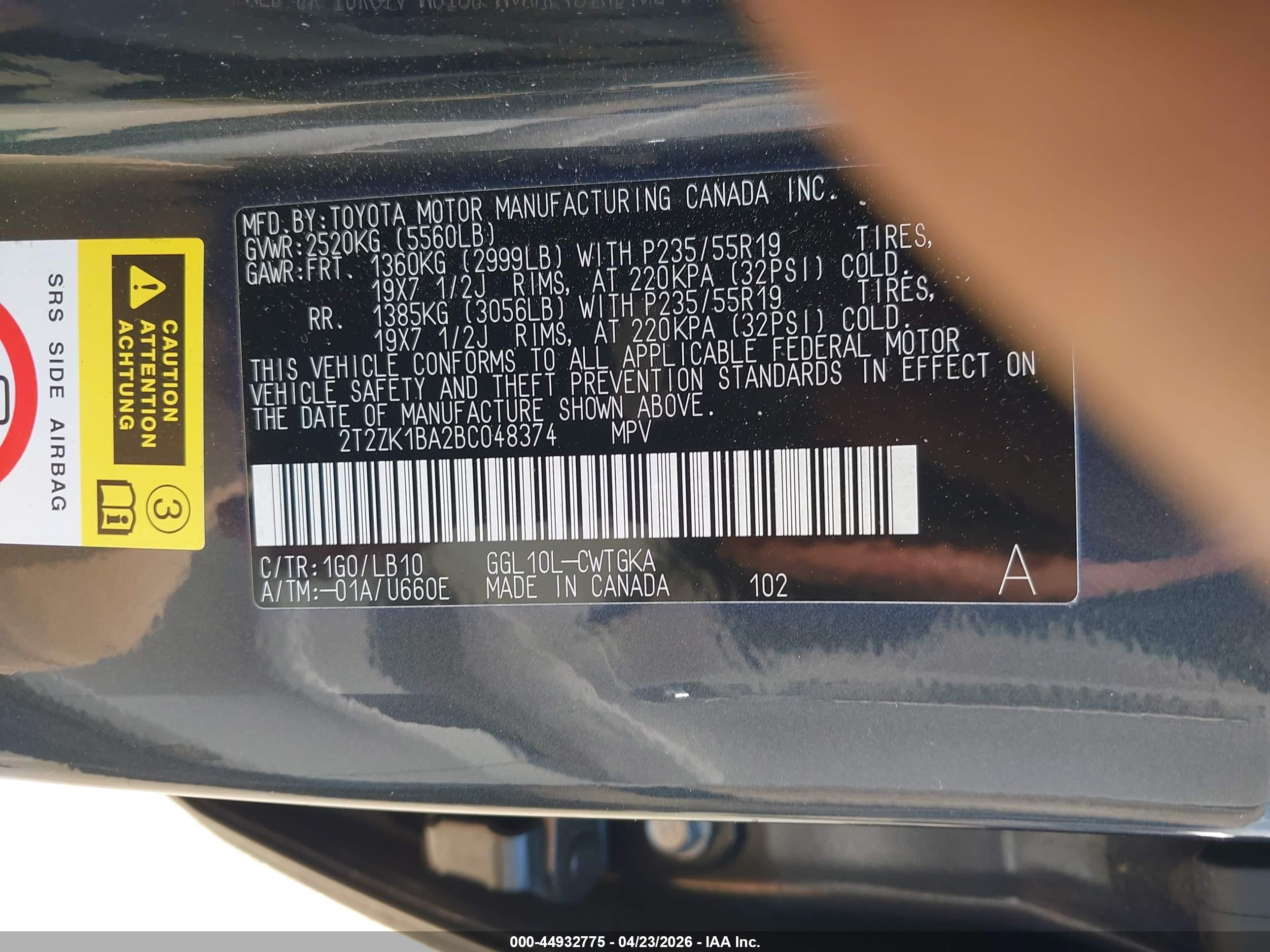 2011 Lexus Rx 350   Black vin: 2T2ZK1BA2BC048374
